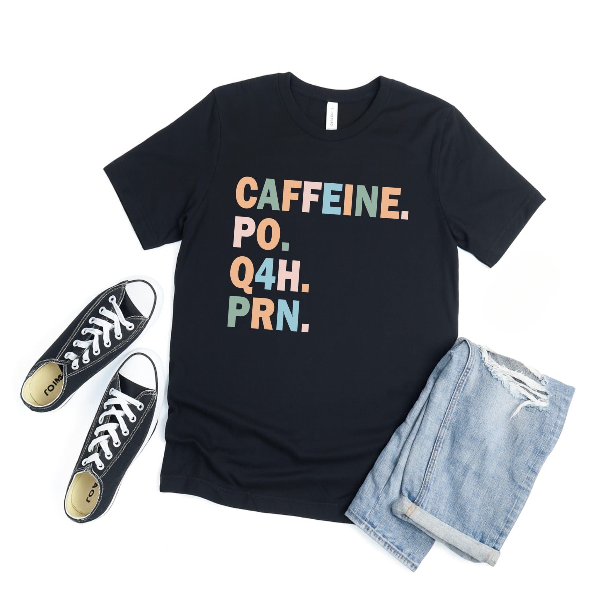 Caffeine PO Q4H PRN Text Graphic T-Shirt product type
