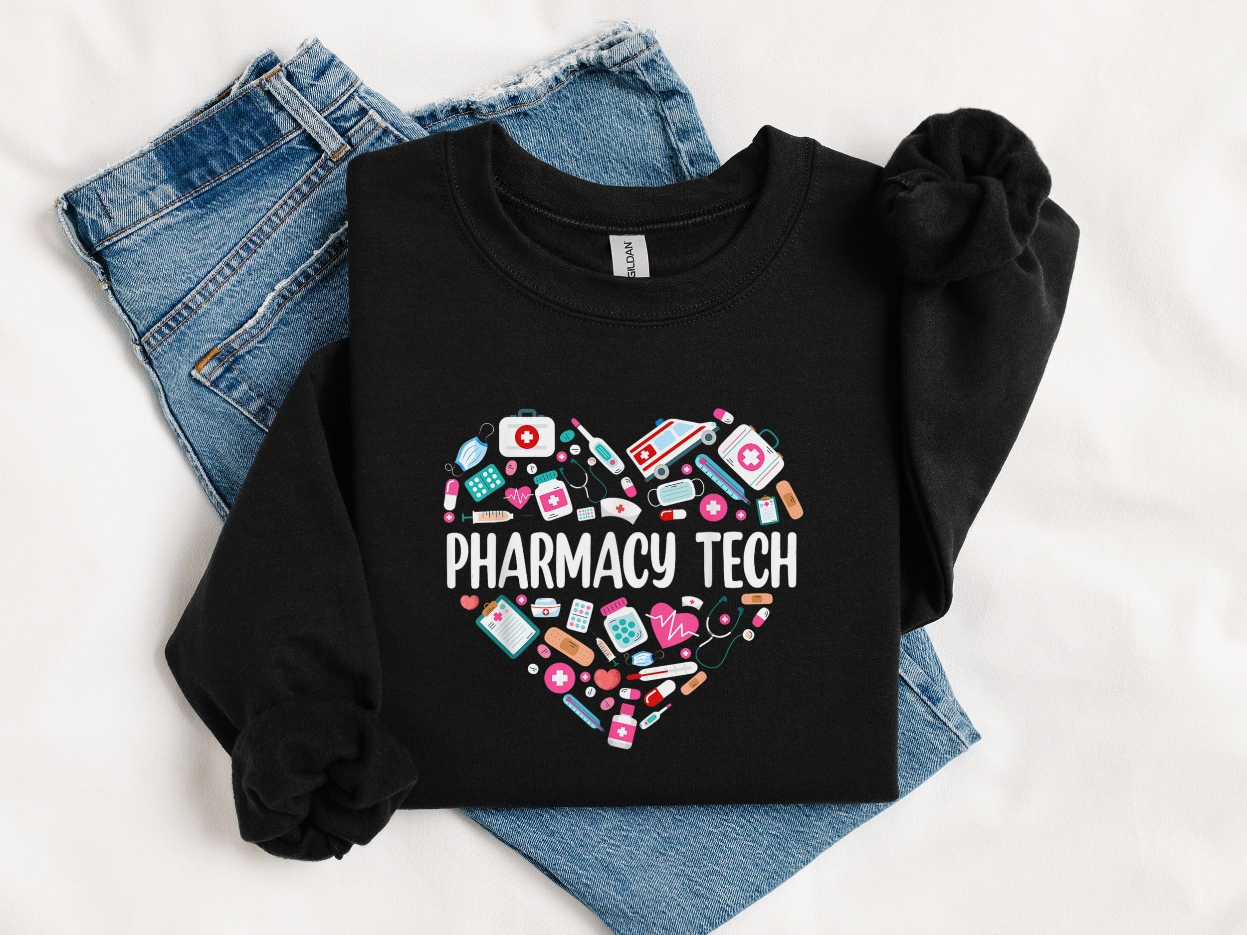 Pharmacy Tech Heart Design Long Sleeve Shirt product