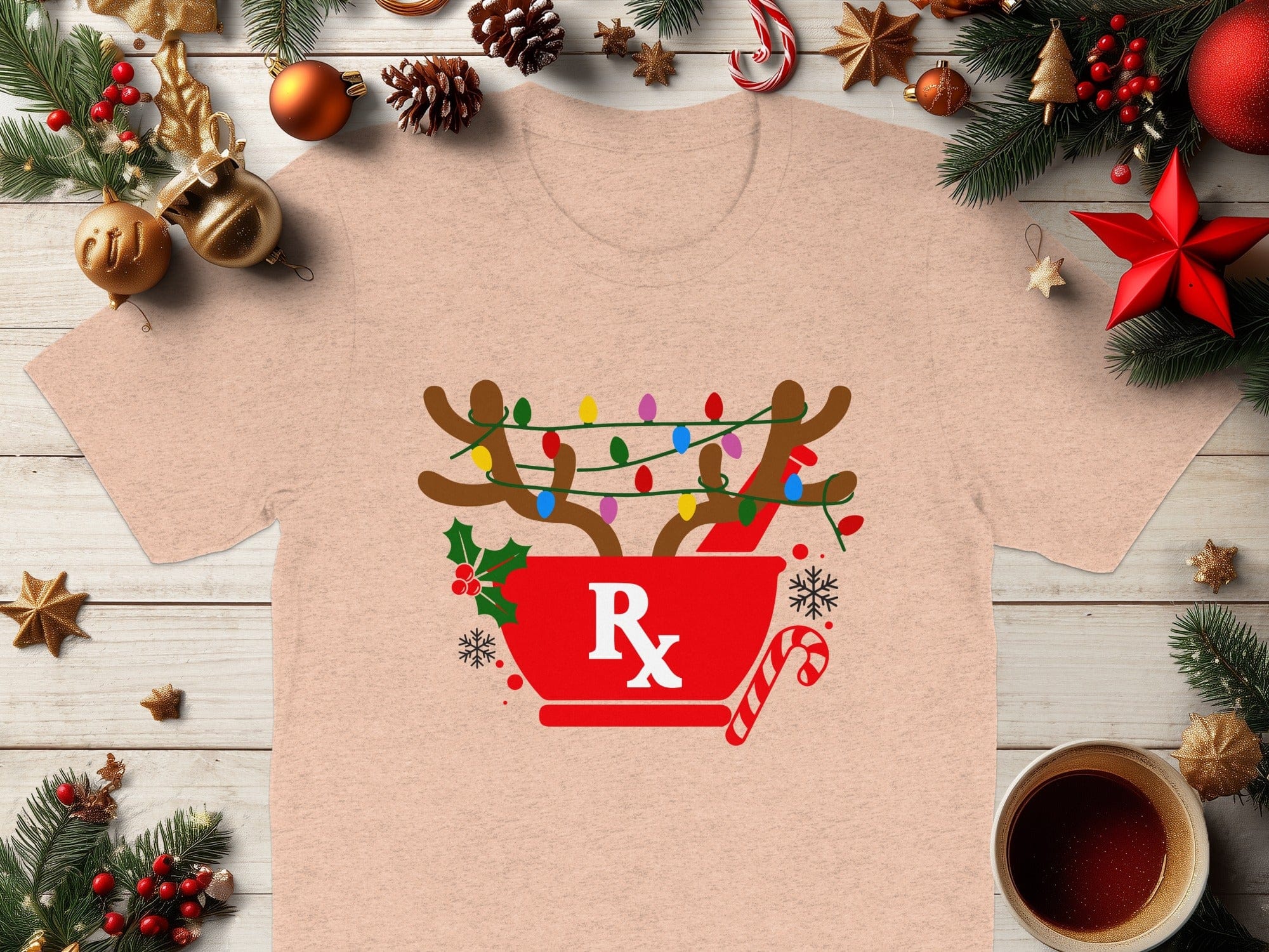 Festive Reindeer RX Mug with Christmas Lights product