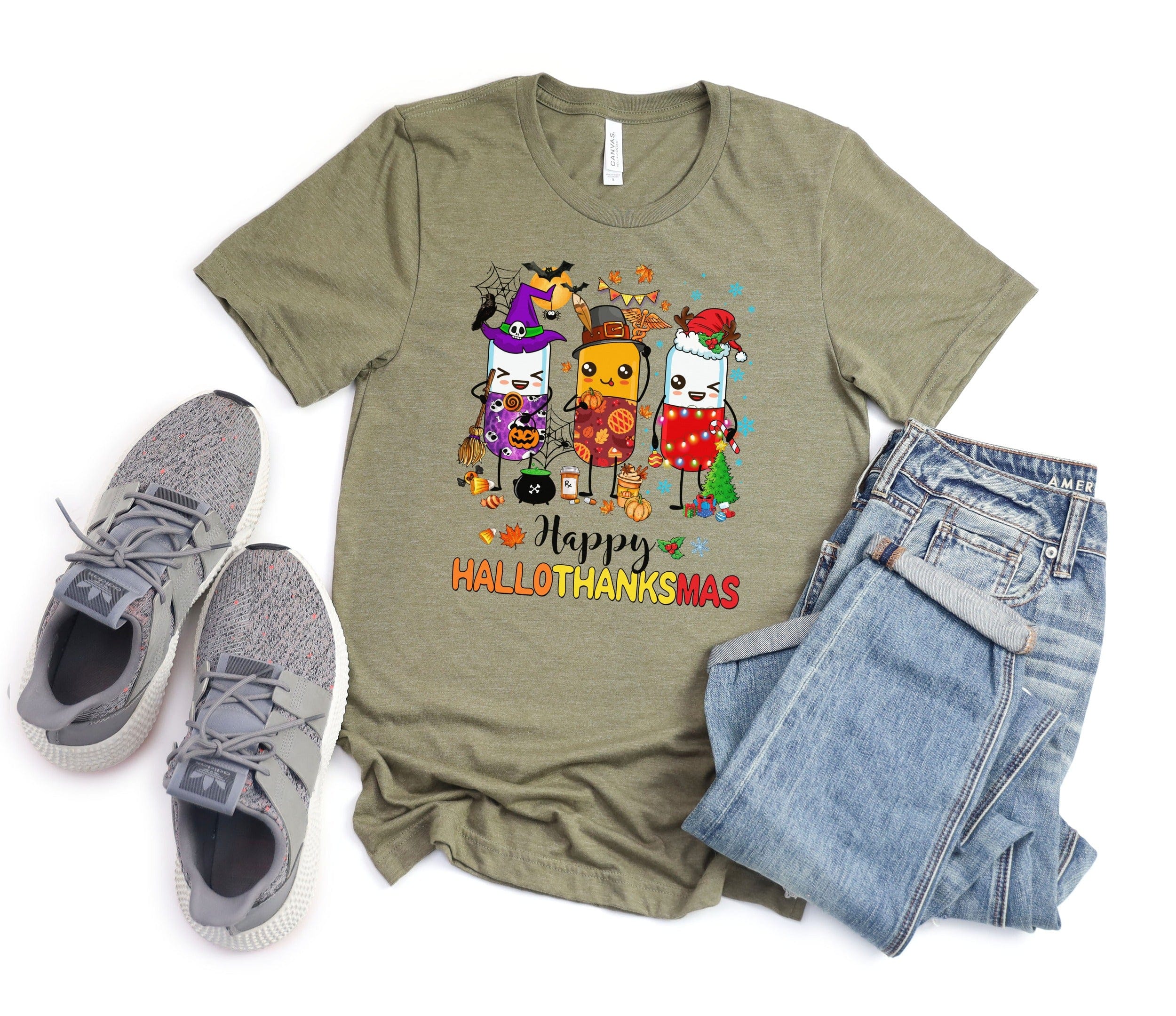 Happy Hallothanksmas Graphic Warm Cozy T-Shirt product type