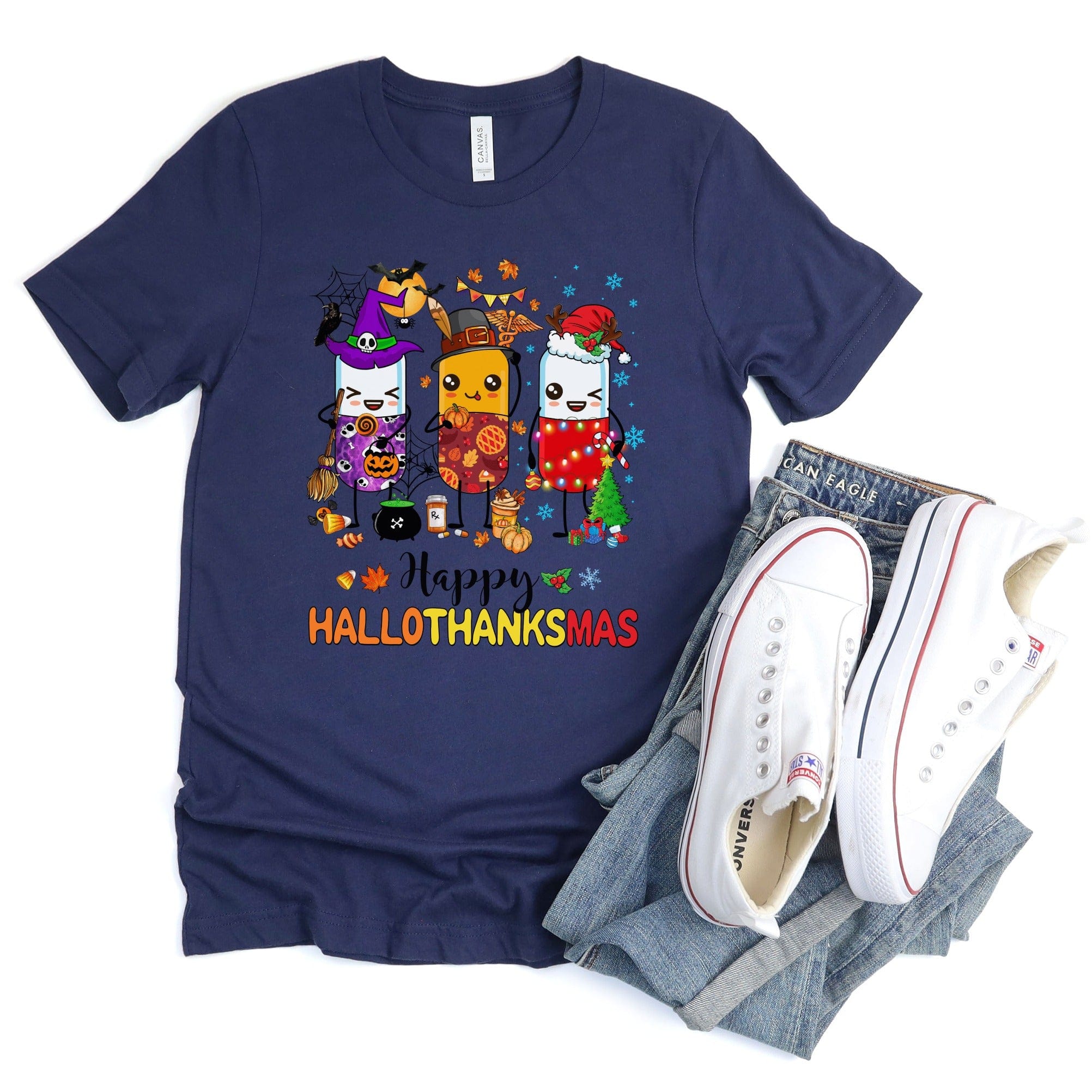 Happy Hallothanksmas Graphic Printed T-shirt product type