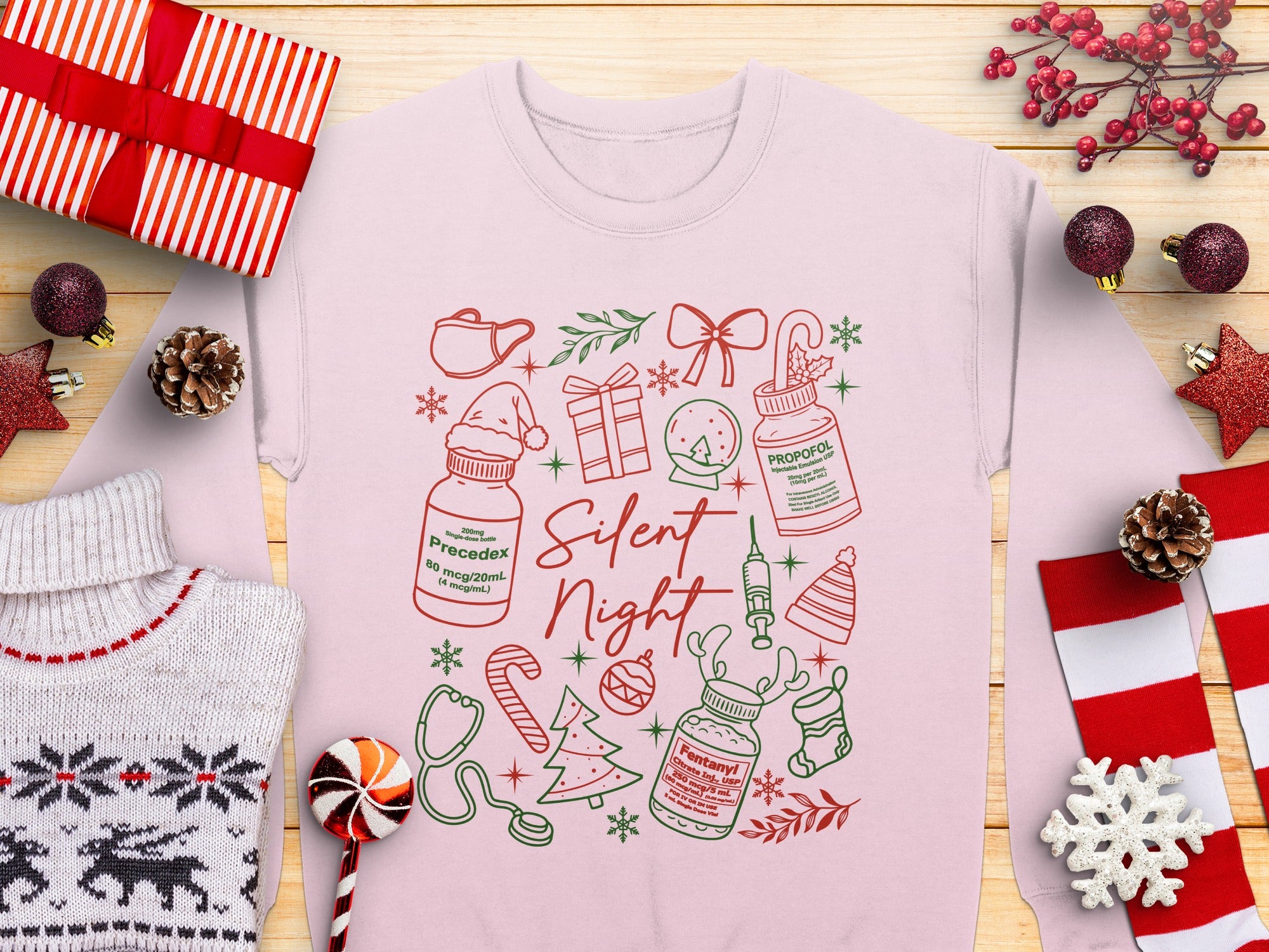 Silent Night Christmas Medical Theme Apparel