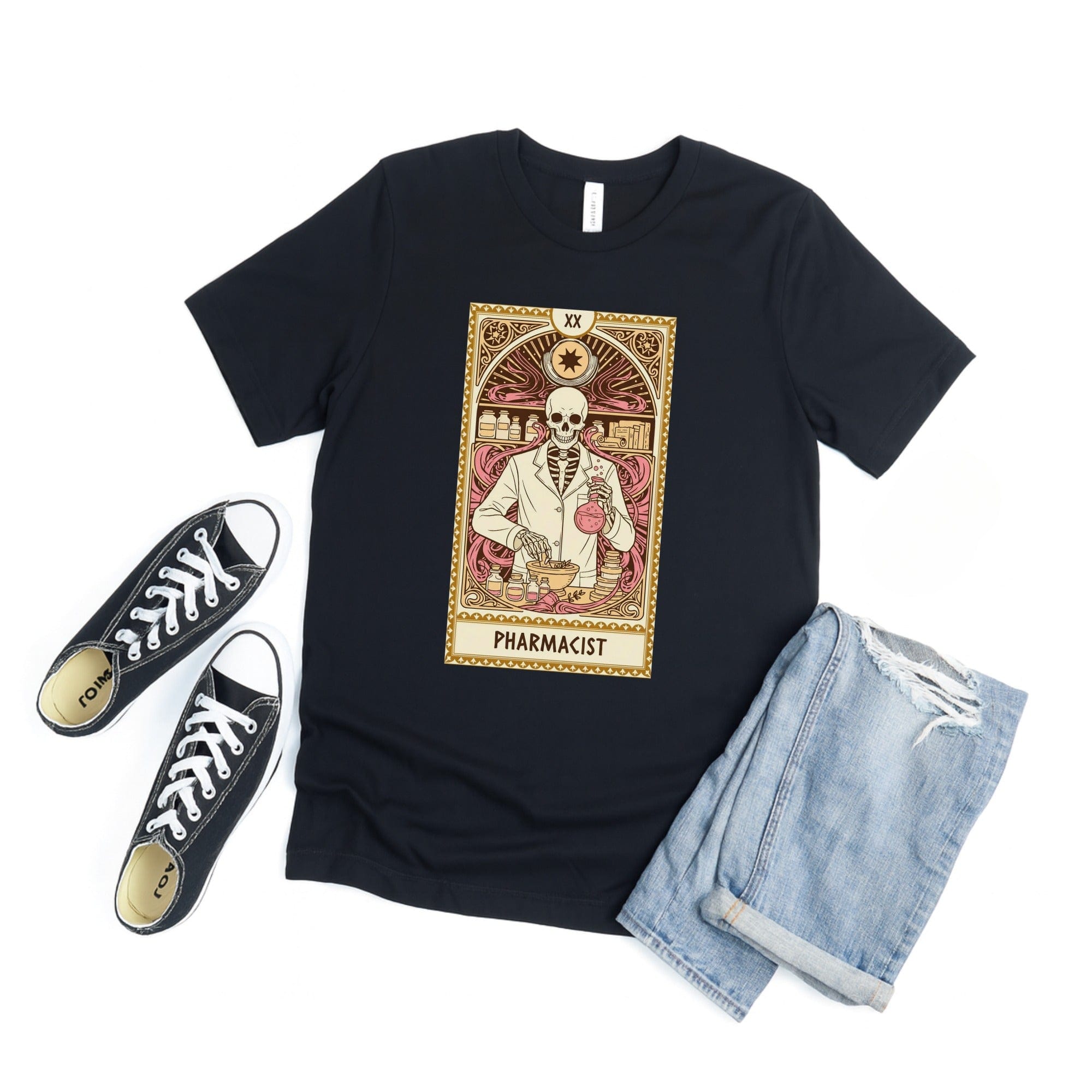 Unique Skeleton Pharmacist Tarot Card Graphic Shirt product