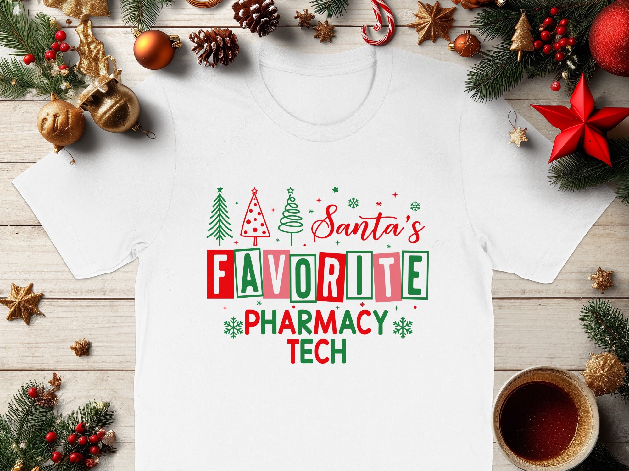 Santa's Favorite Pharmacy Tech Christmas T-shirt product