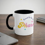Mug with "Proud to be a Pharma" text, with colorful stars.