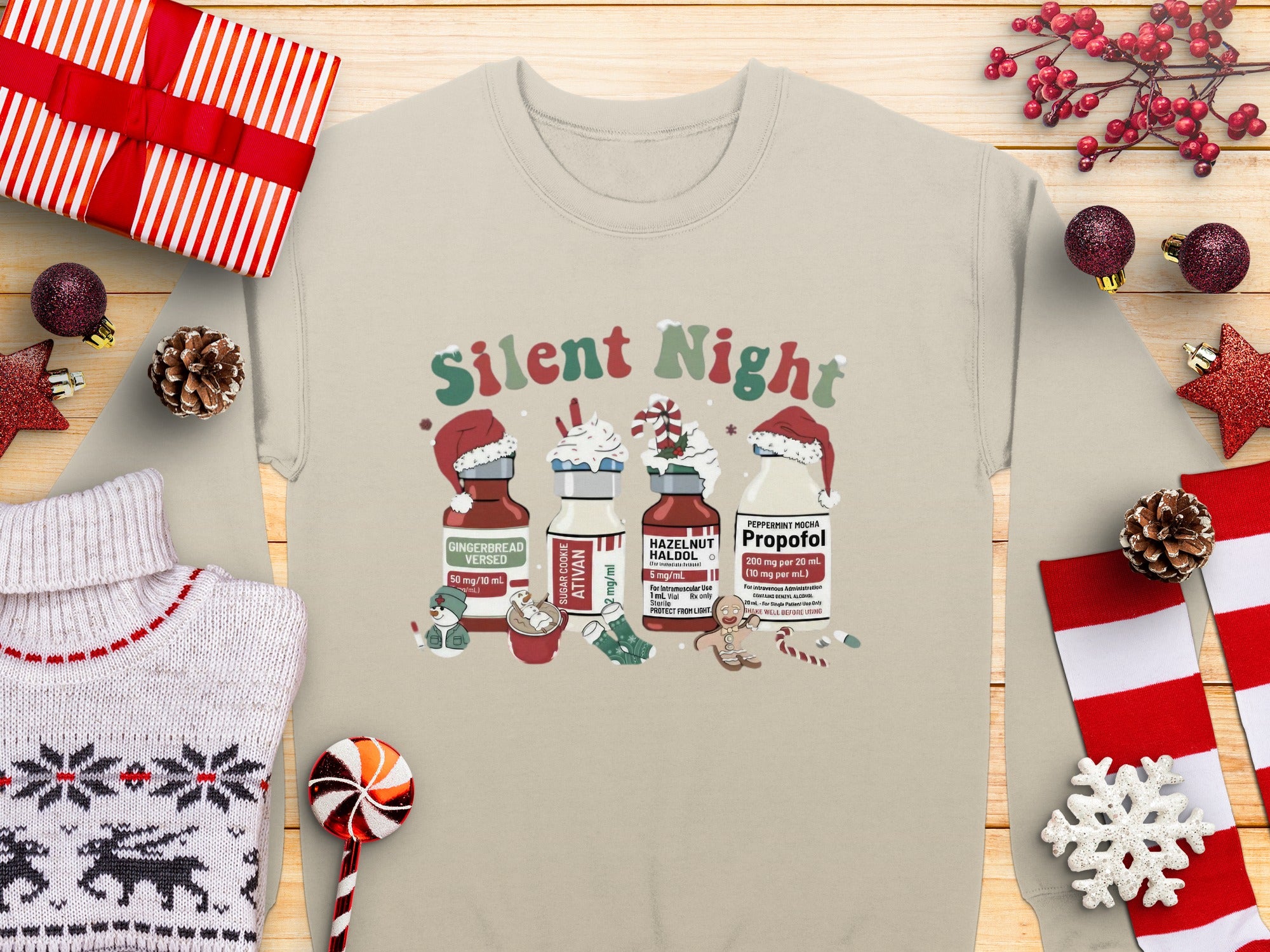 Silent Night Holiday Sweater with Festive Design