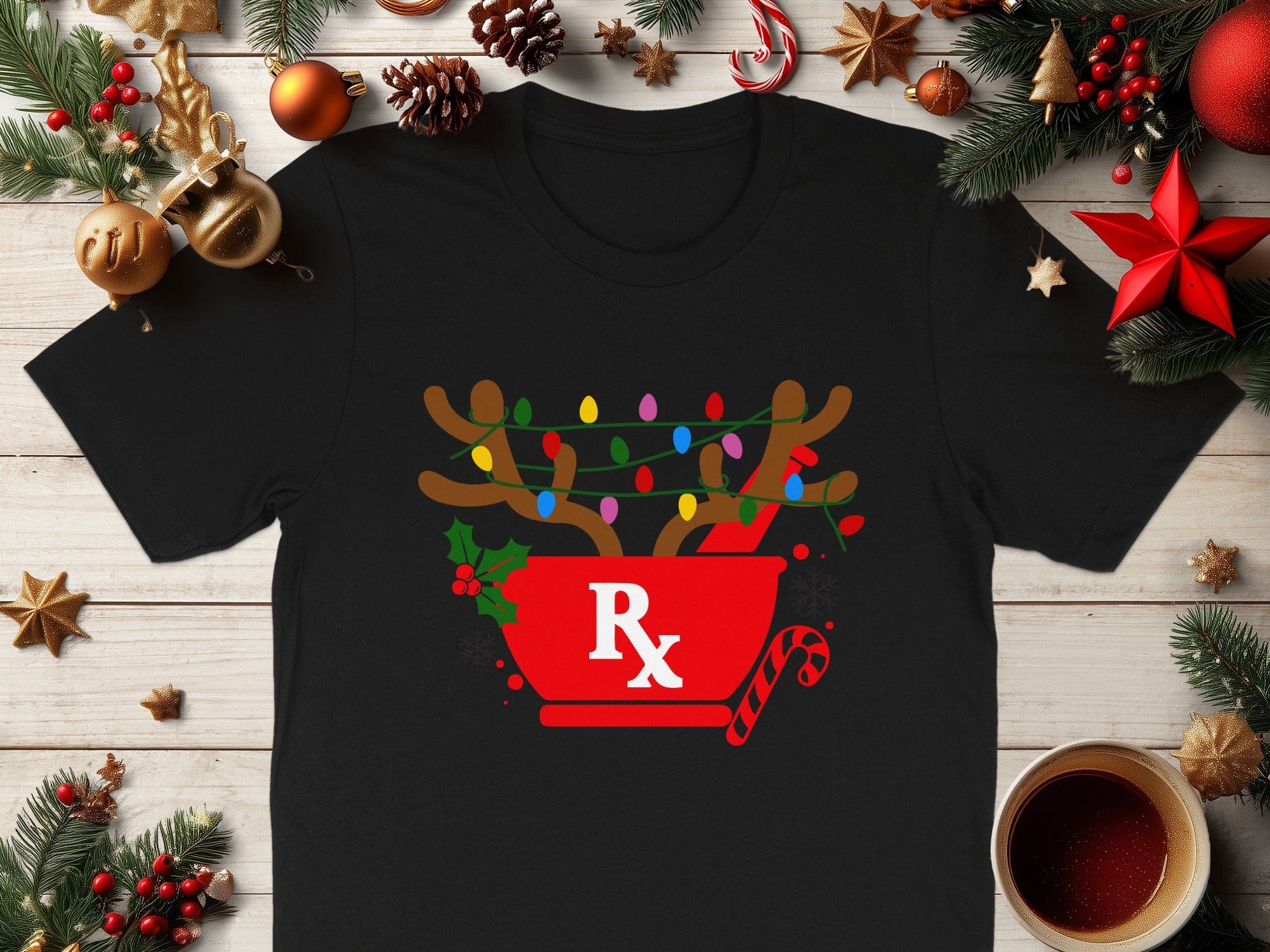 Festive Reindeer Rx Mug with Christmas Lights product
