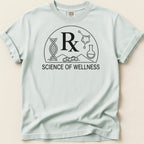 T-shirt with Rx, DNA, flask, and science graphic; "Science of Wellness".