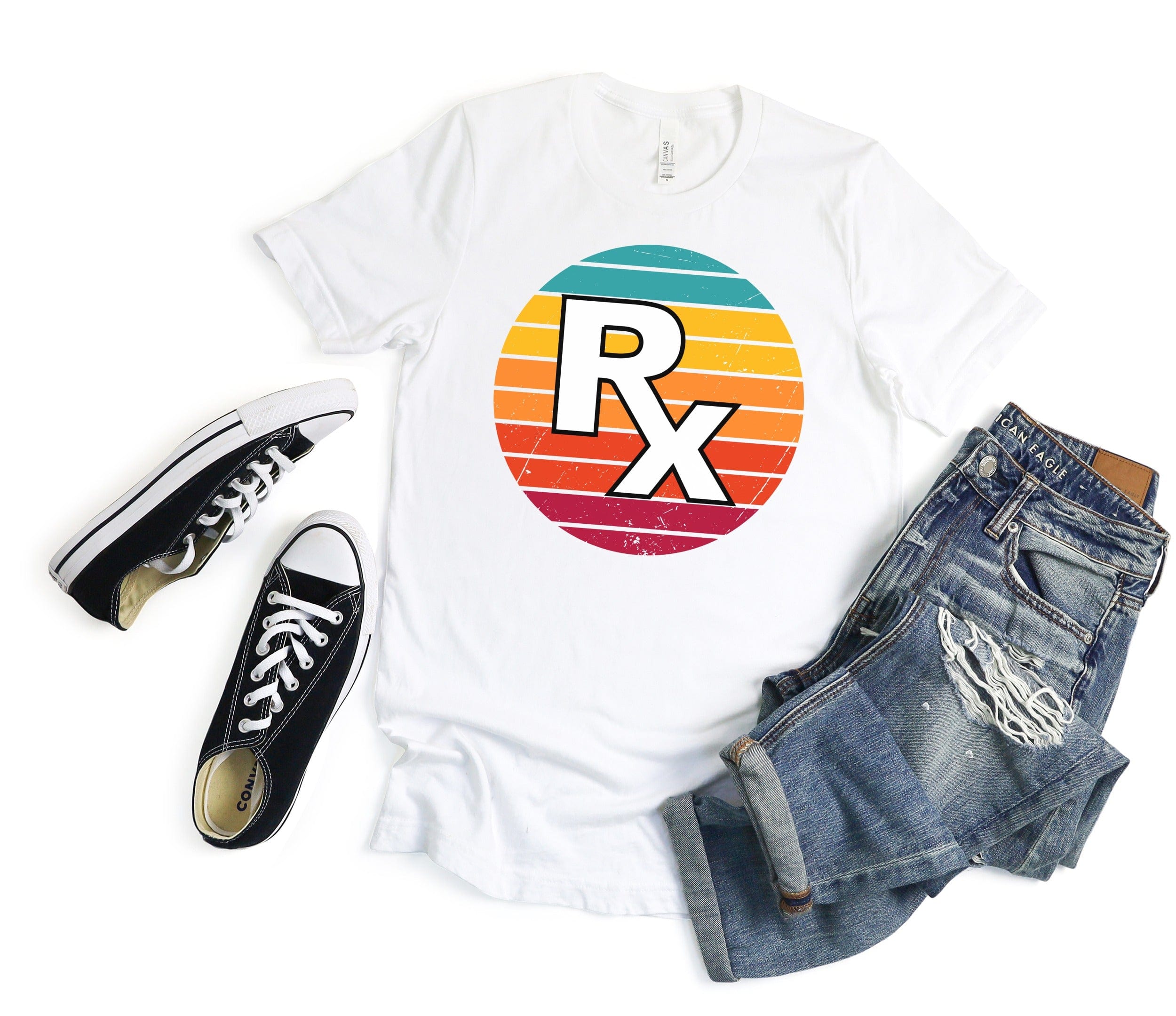 Vintage RX Round Logo Graphic White T-Shirt product type