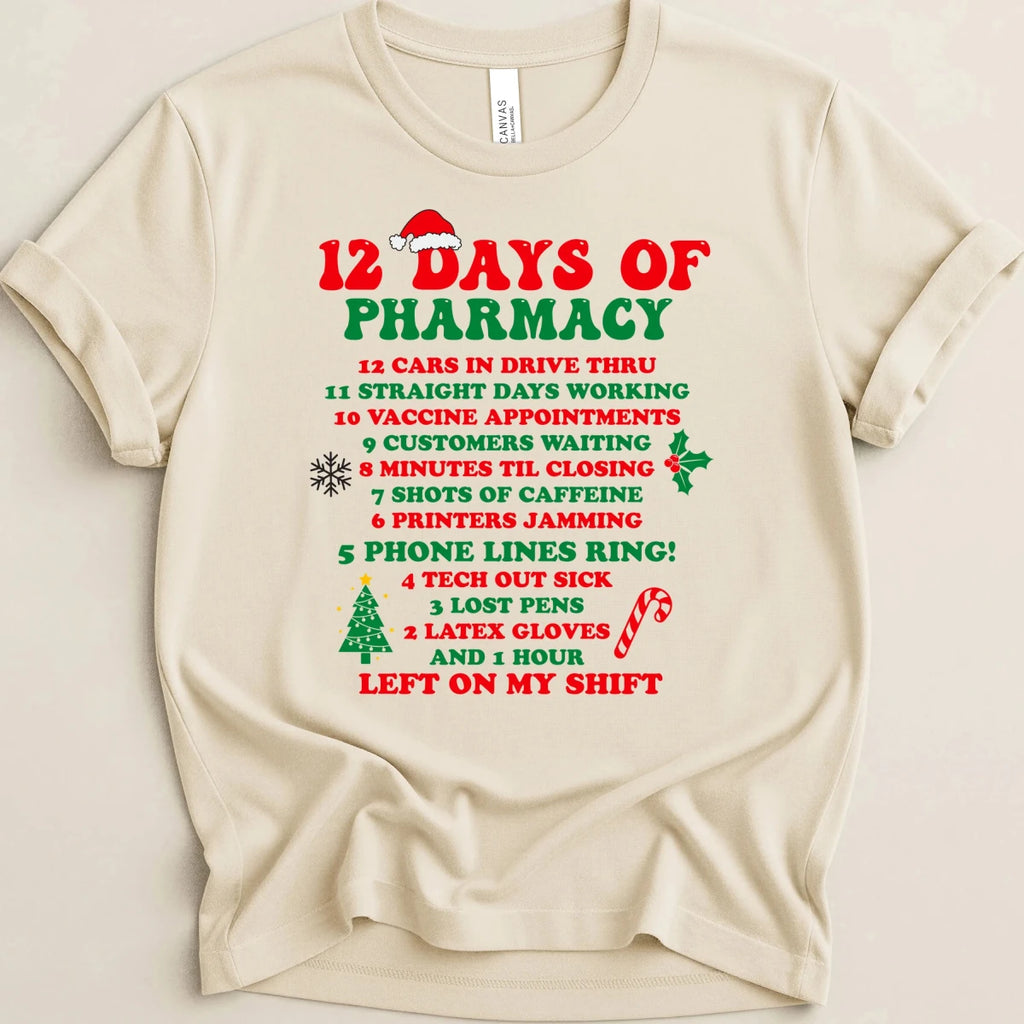 12 Days of Pharmacy Christmas Tee - Adverse Reactions