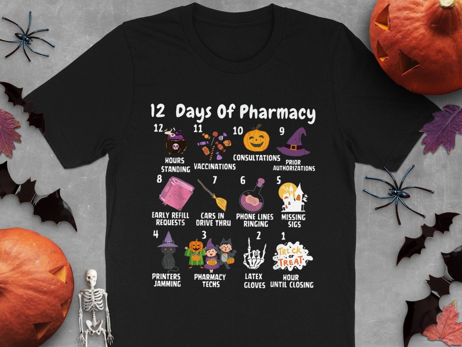 12 Days of Pharmacy Halloween Tee - Adverse Reactions - Pharmacy Apparel for Pharmacists, Techs & Students