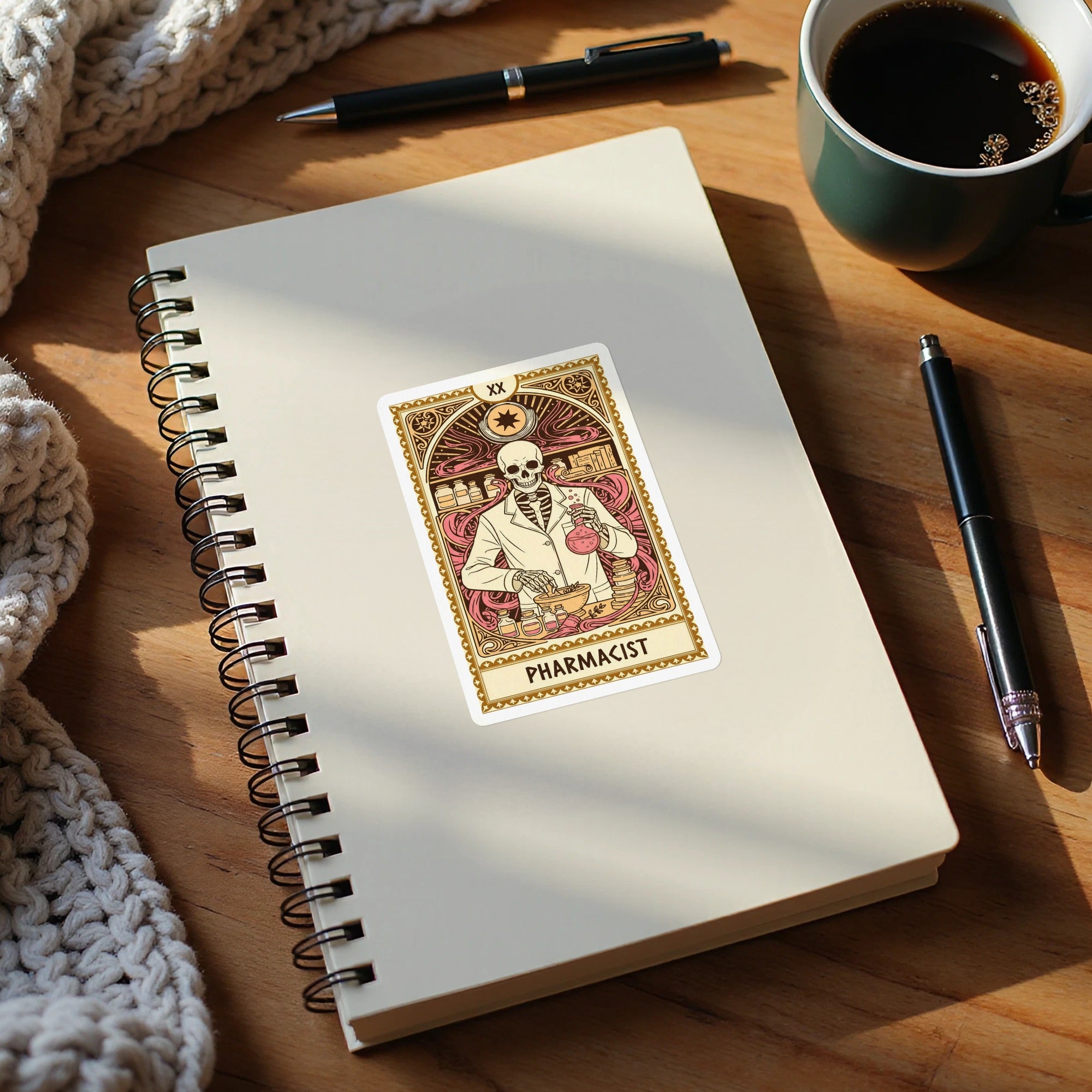 Vintage Design Pharmacist Tarot Card Sticker product type