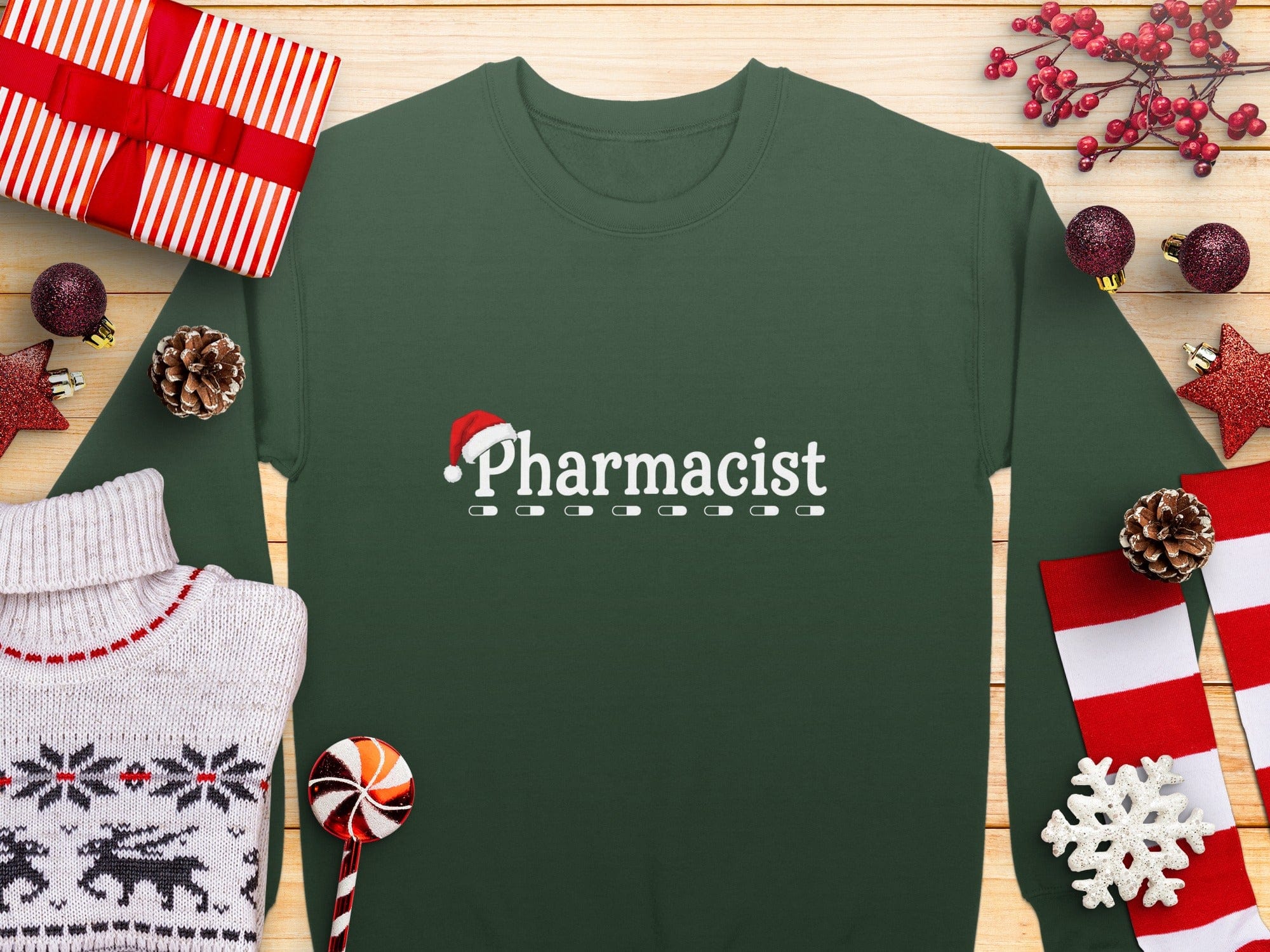 Festive Pharmacist Holiday Long Sleeve Shirt