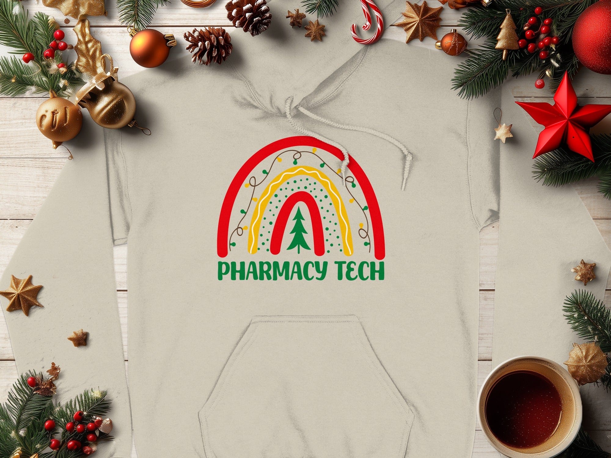 Festive Holiday Design Pharmacy Tech Hoodie