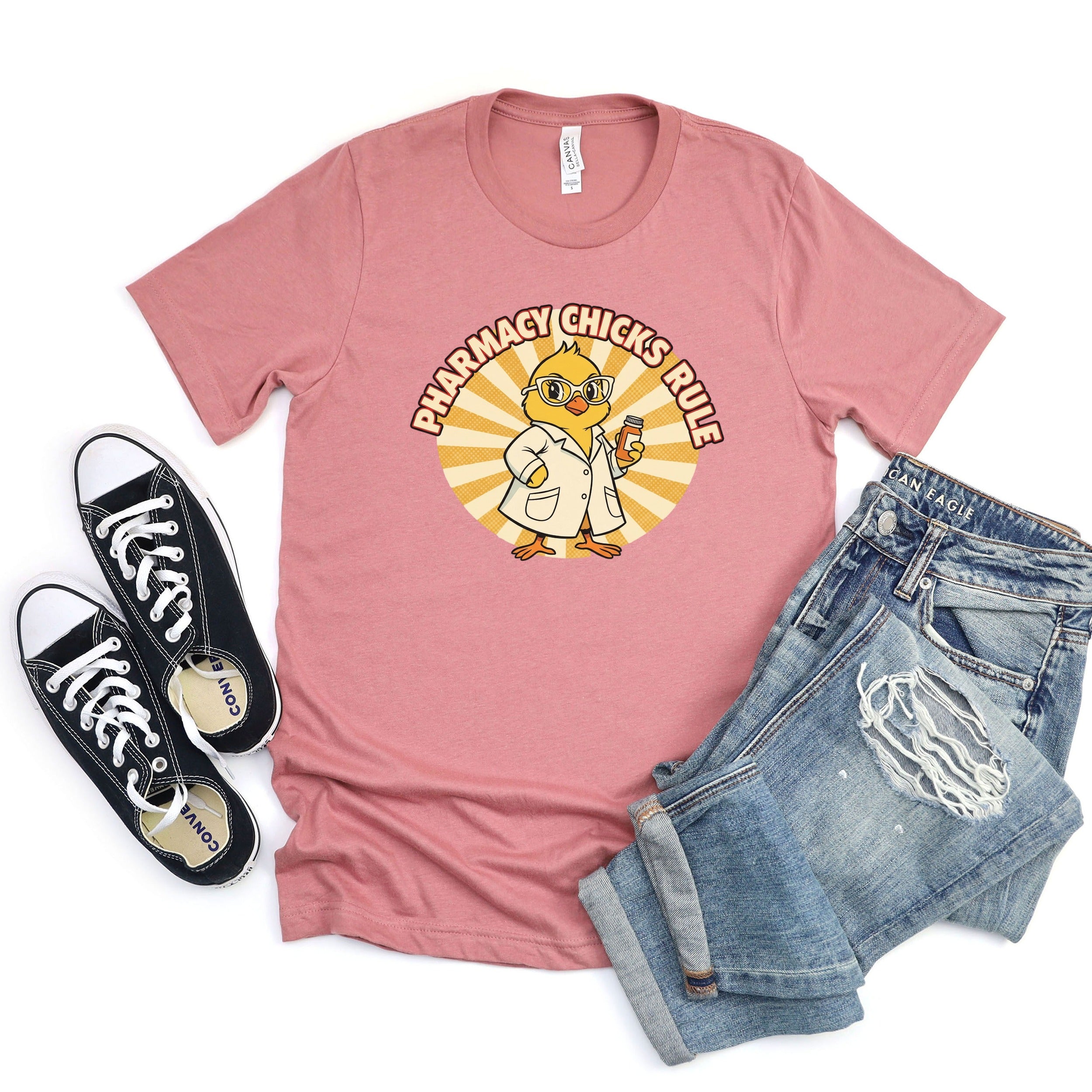 Pharmacy Chicks Rule Graphic Fun Casual Tee product