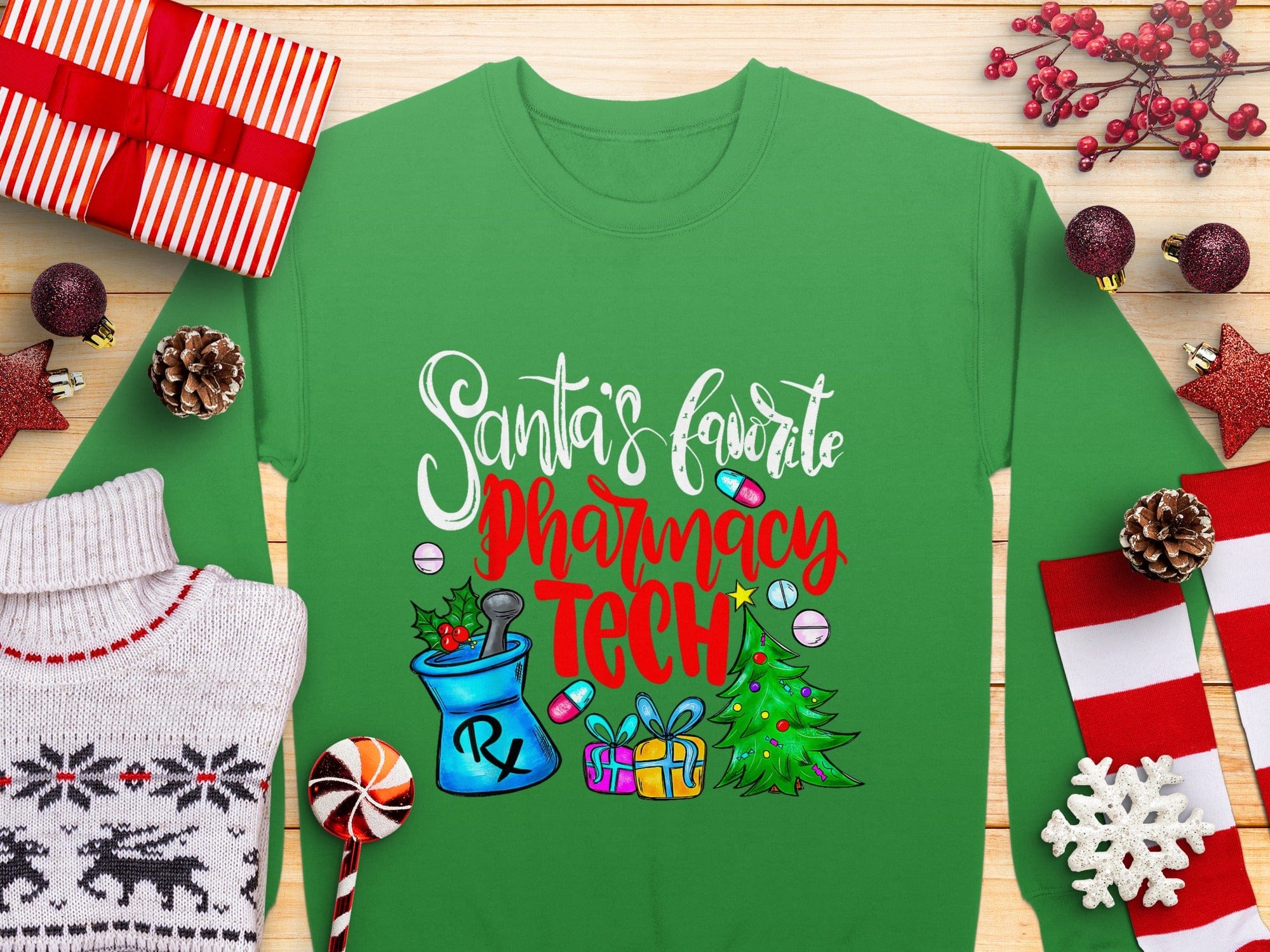 Santa's Favorite Pharmacy Tech Holiday Sweatshirt