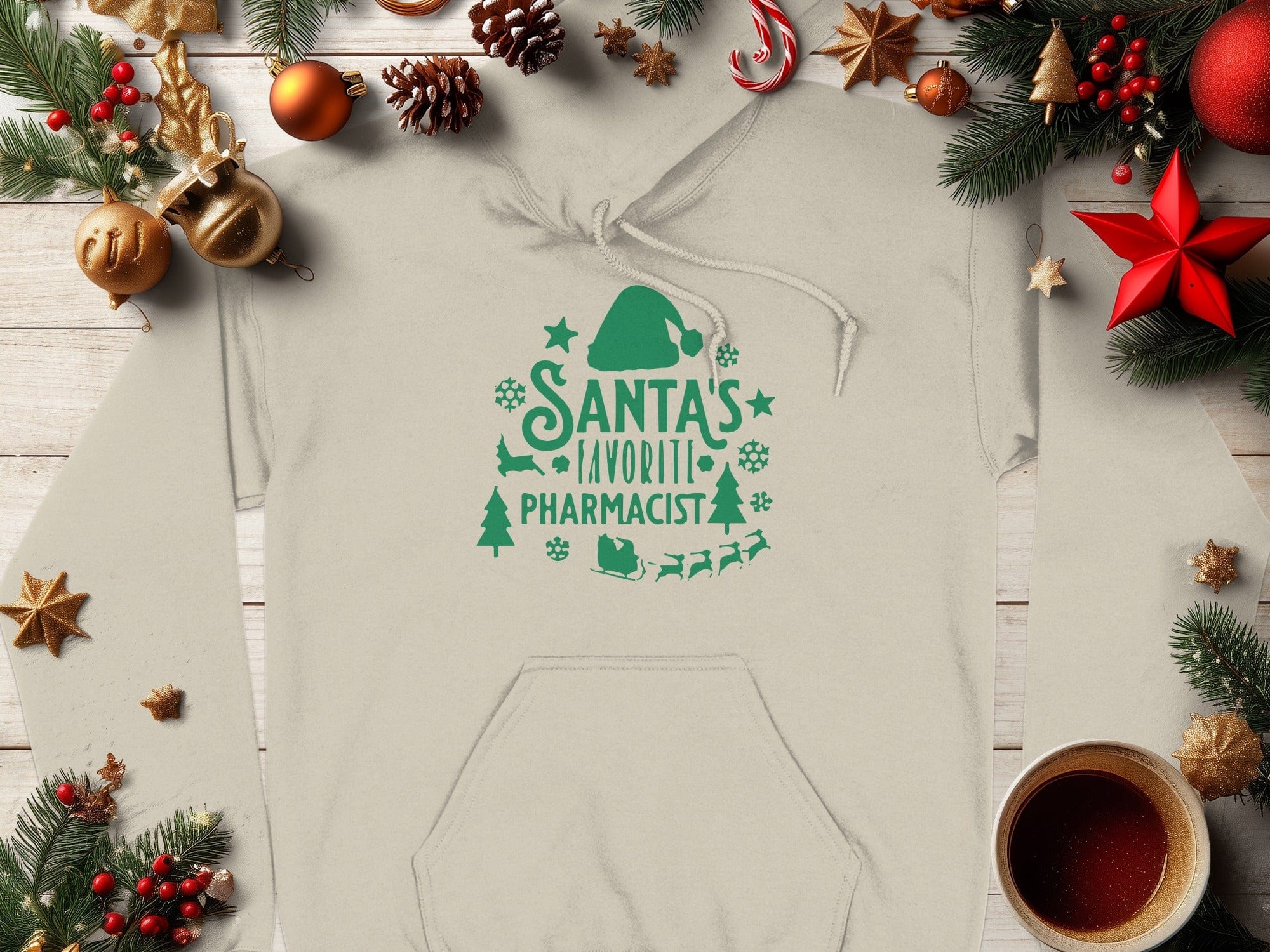 Santa's Favorite Pharmacist Design Hooded Sweatshirt Product