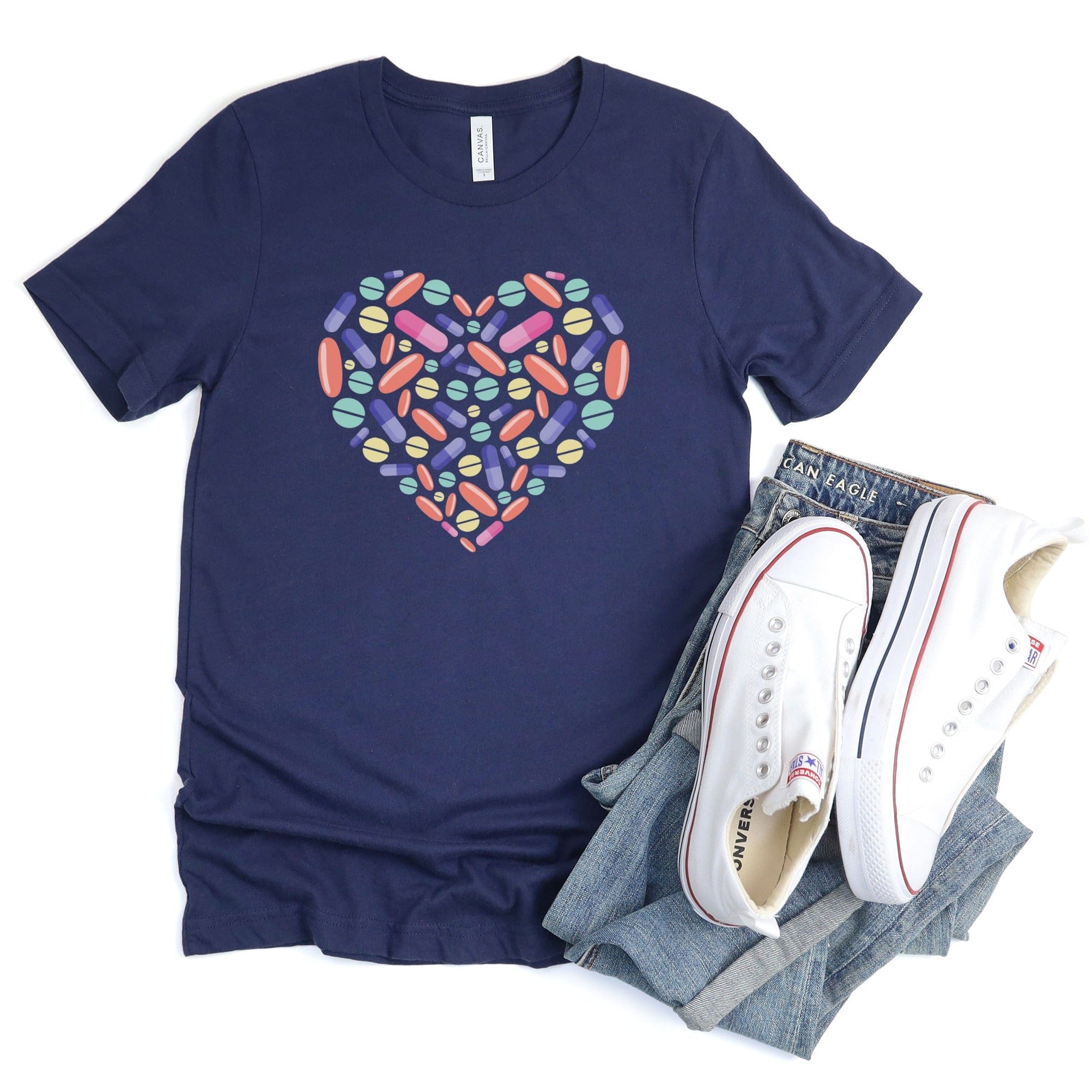 Colorful Heart Design Graphic Tee product type