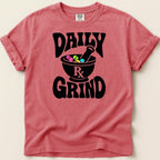 T-shirt with "Daily Rx Grind" text and mortar, pestle, and pills graphic.