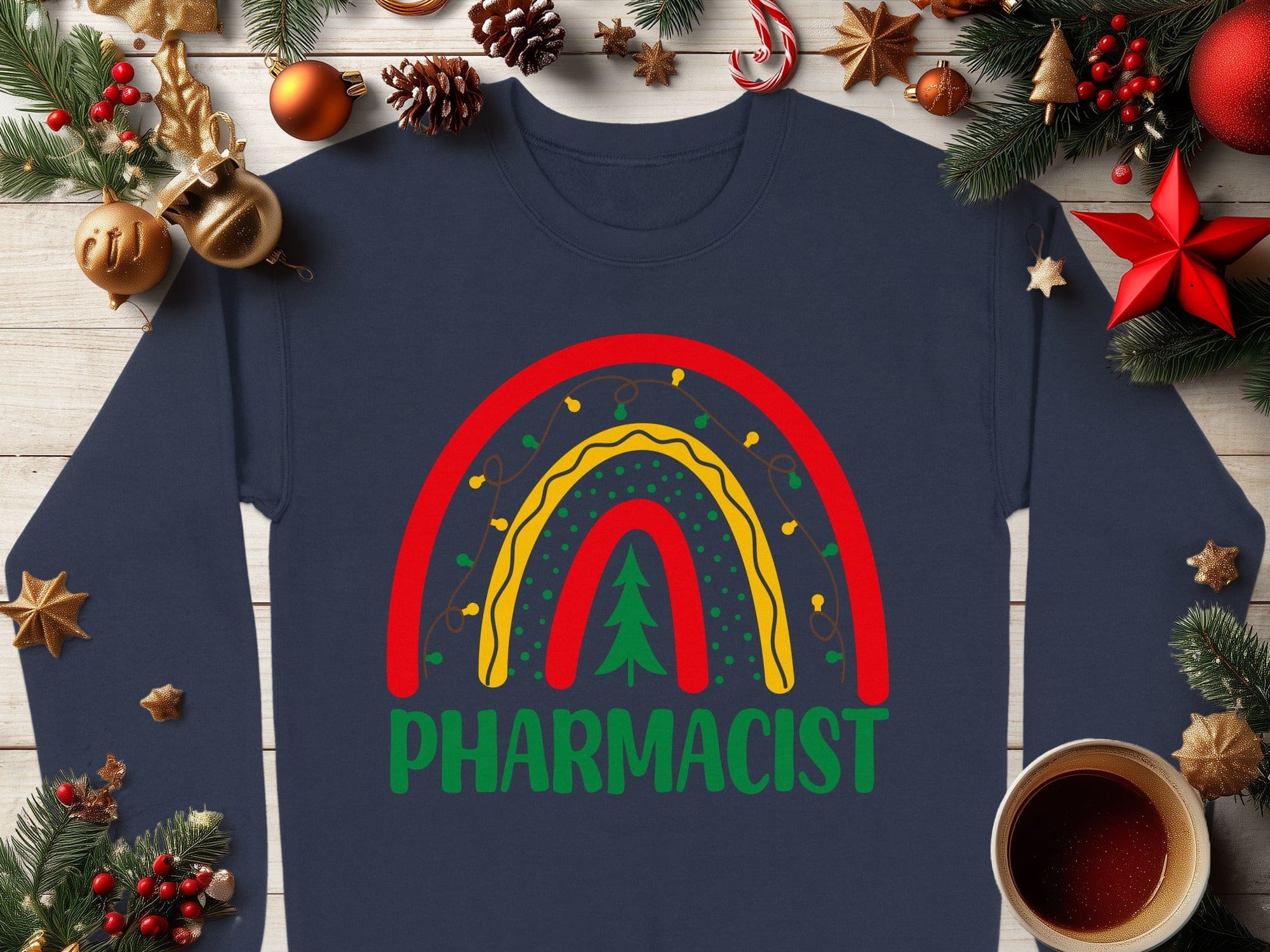 Festive Rainbow Pharmacist Christmas Shirt Holiday Pullover