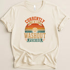 Cream t-shirt with retro sunset graphic and "Currently in my washout period" text.