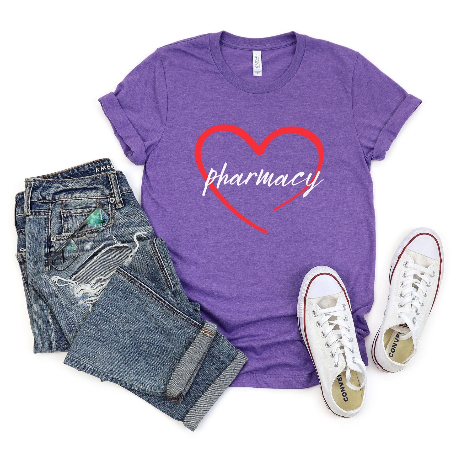 Love Pharmacy Print Purple Short Sleeve Shirt product