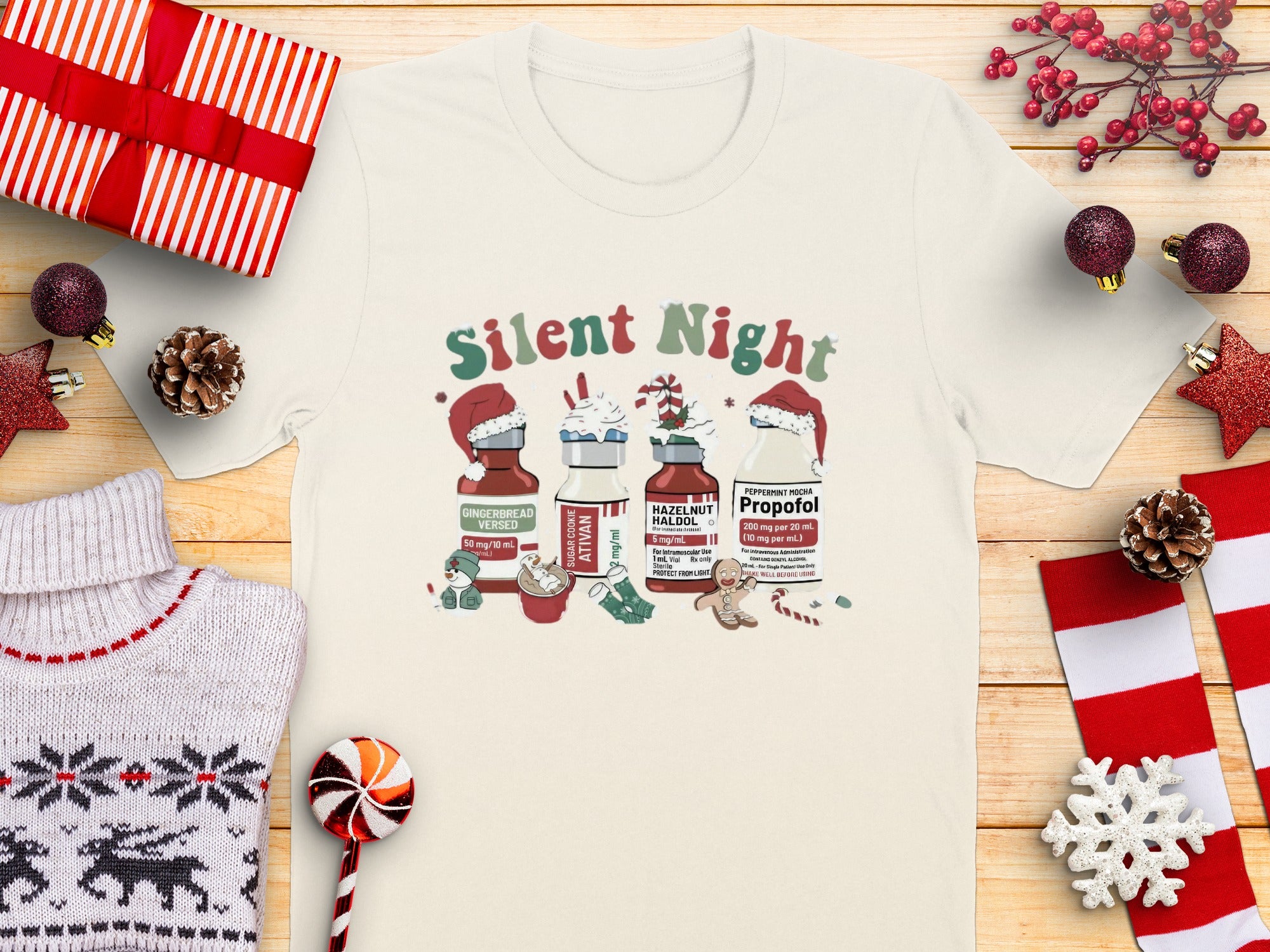 Silent Night Funny Christmas Medicine T-shirt