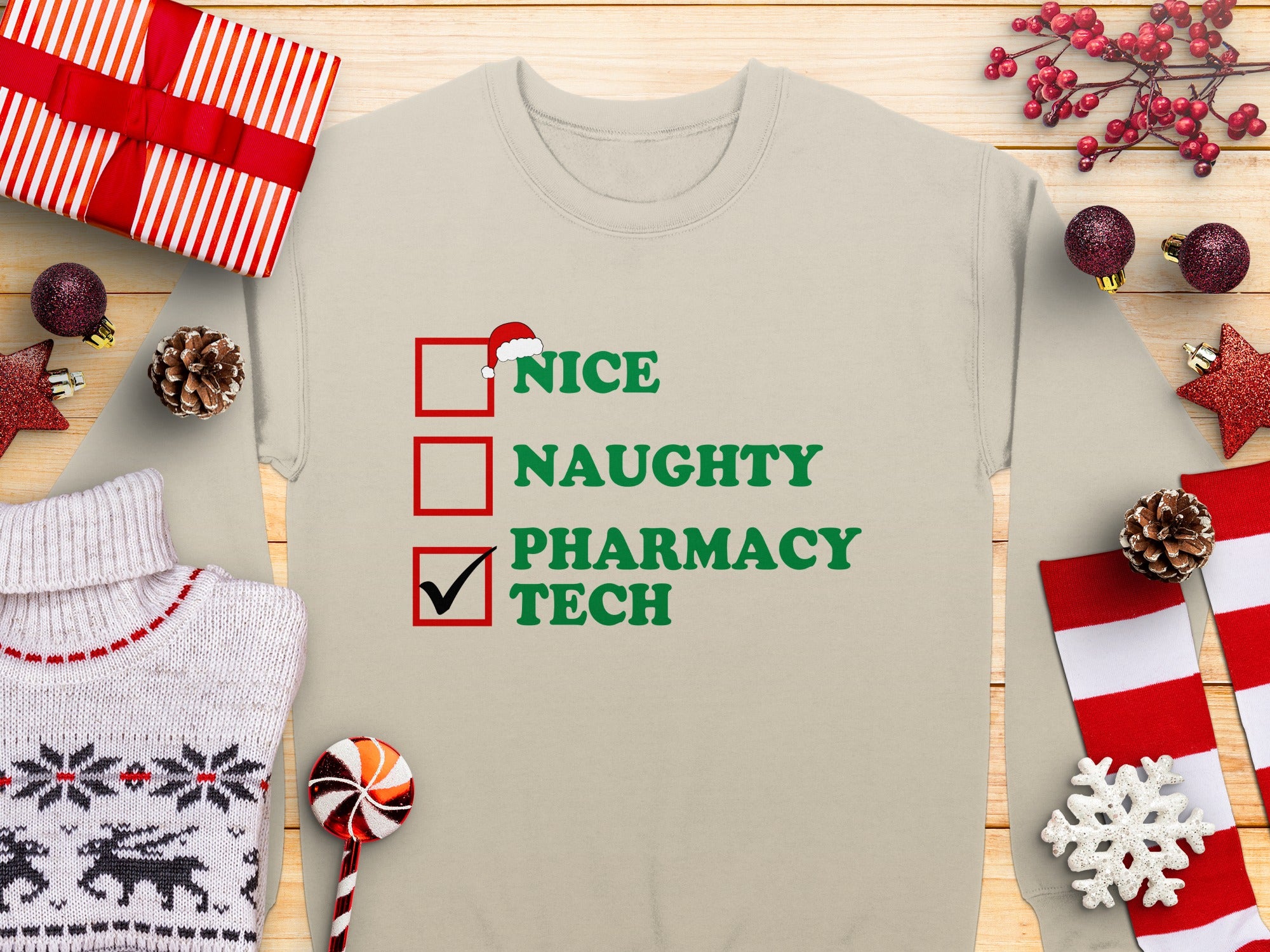 Nice Naughty Pharmacy Tech Checked Sweatshirt product