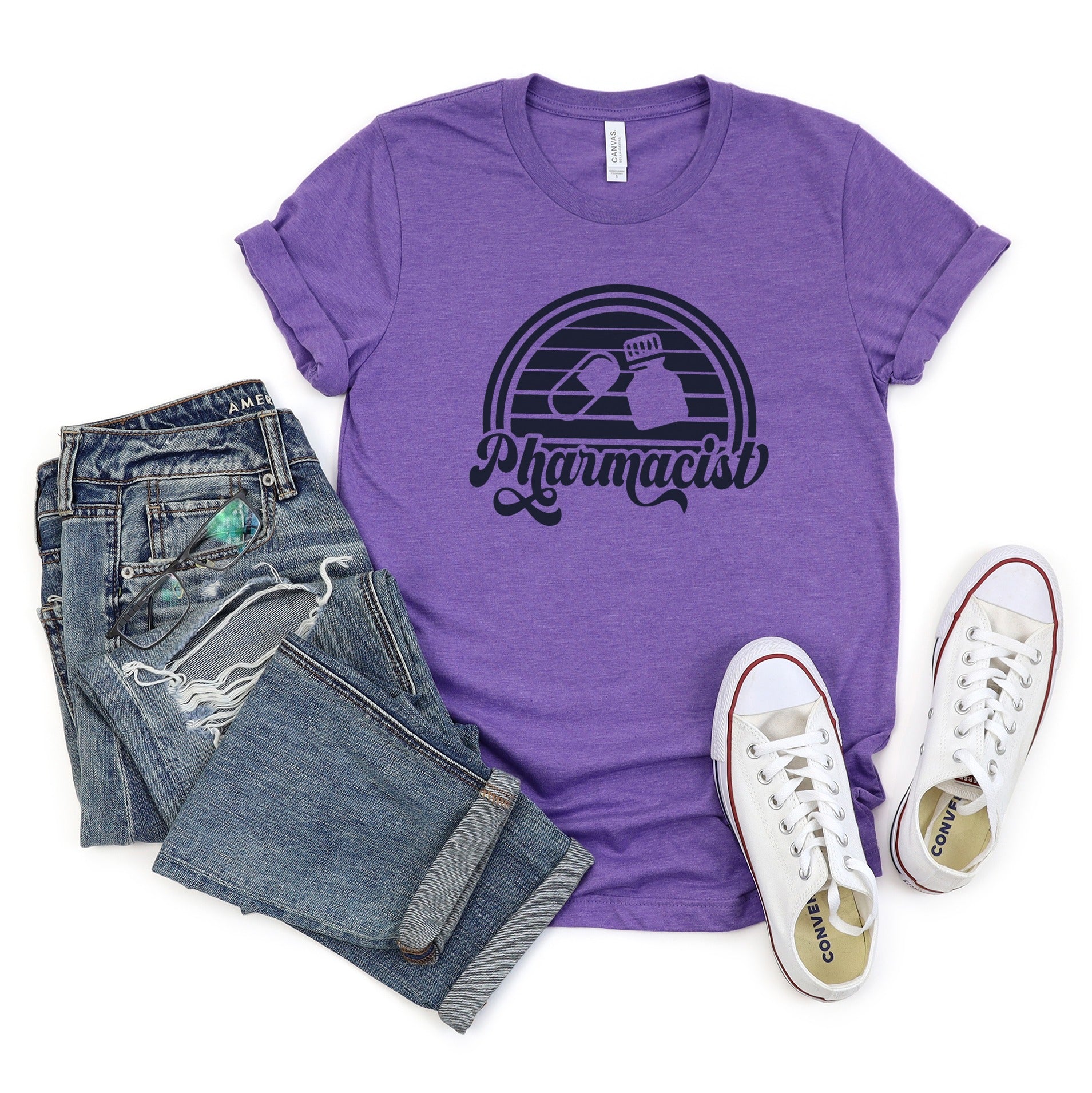 Pharmacist Retro Design Purple T-Shirt Apparel