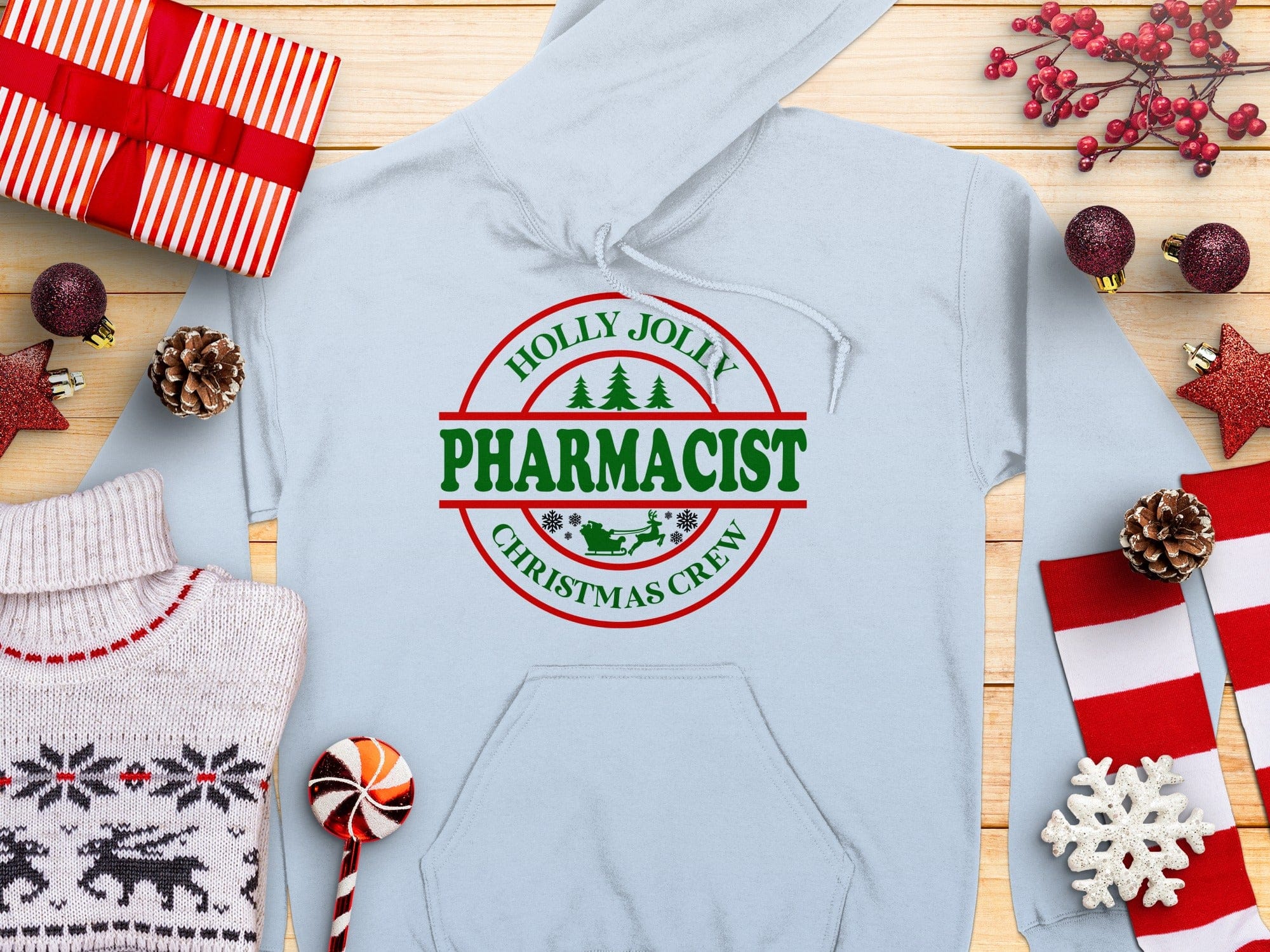 Holly Jolly Pharmacist Christmas Crew Hoodie