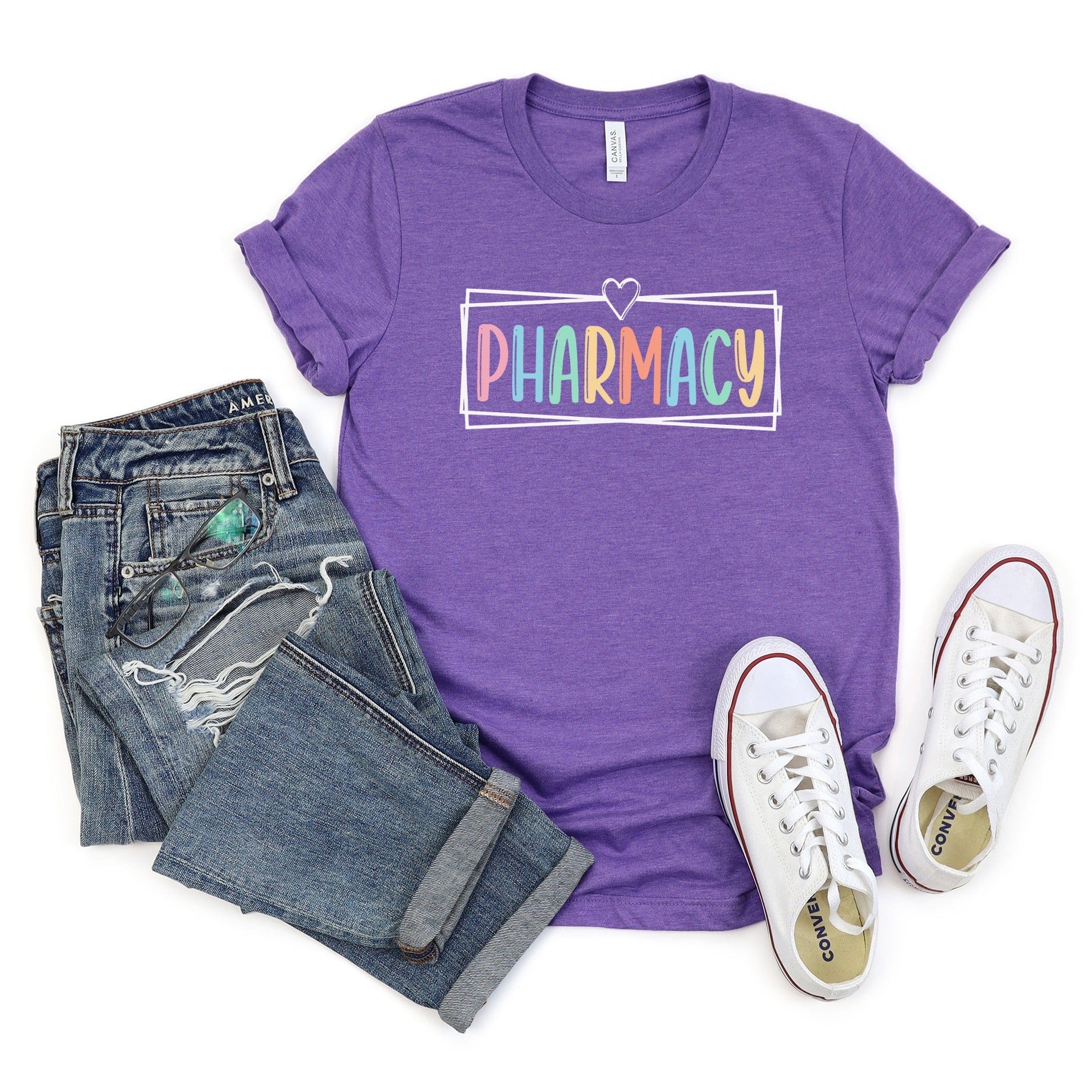 Pharmacy Heart Rainbow Cute Lavender T-shirt product