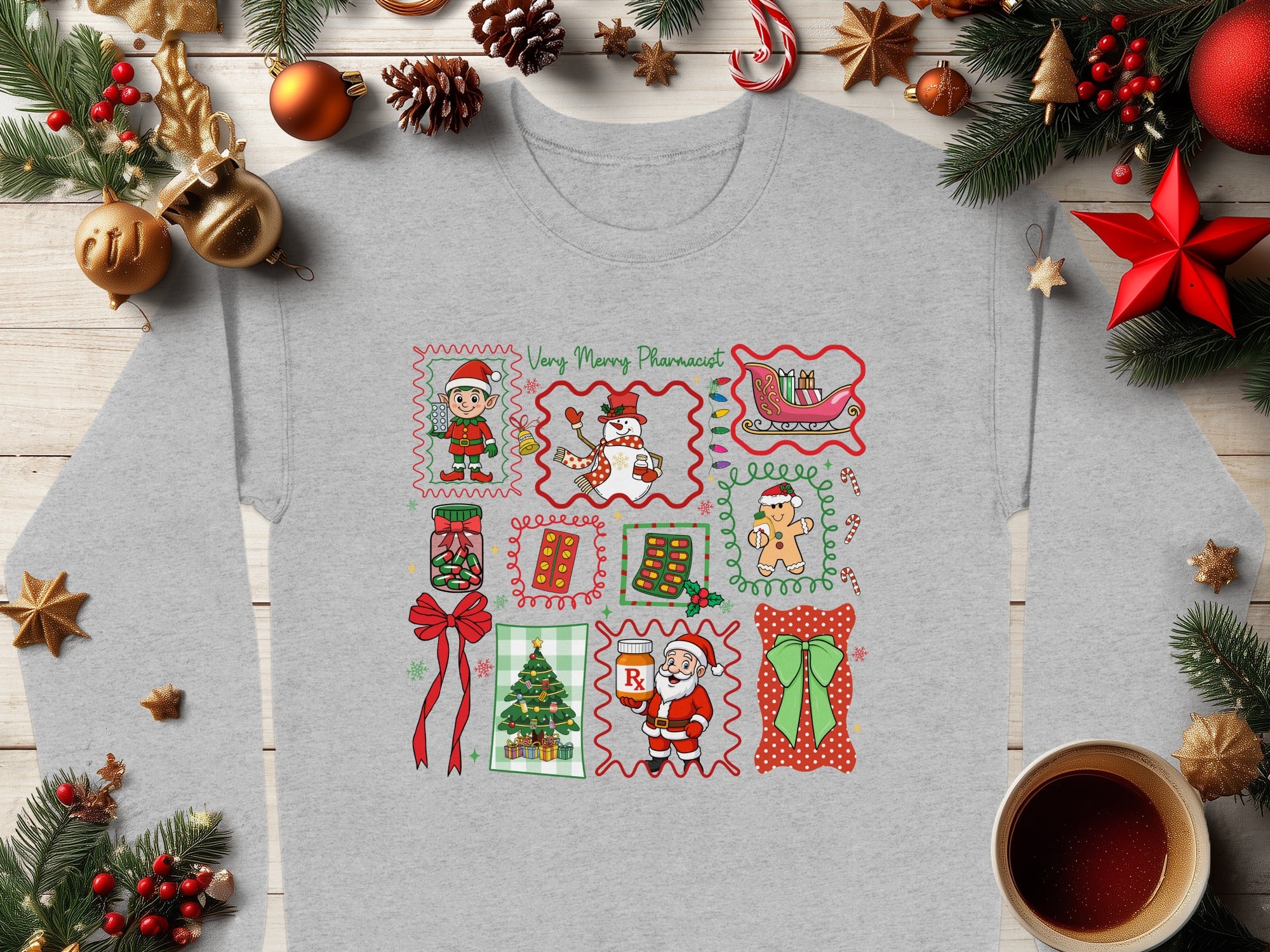 Festive Holiday Themed Long Sleeve Top
