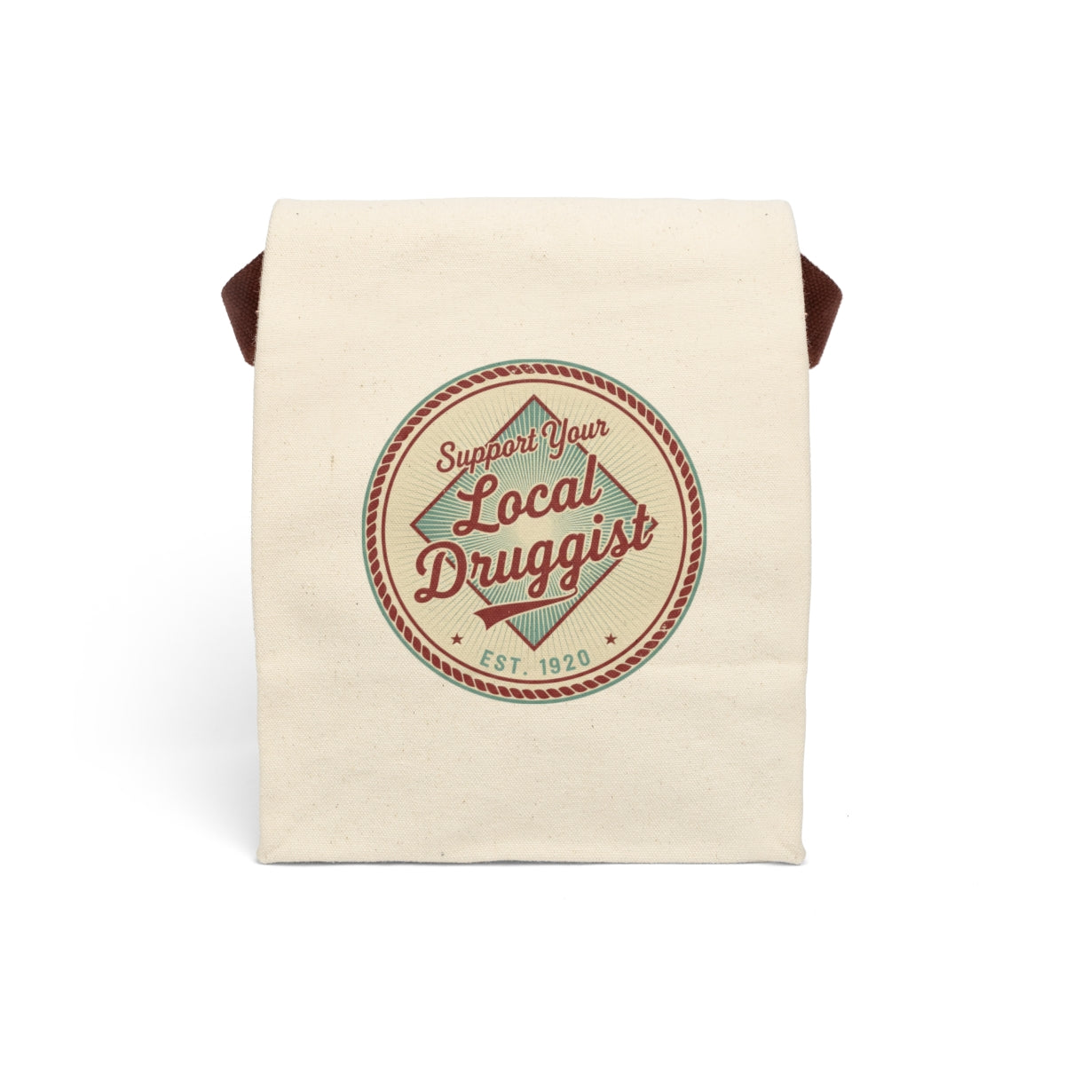 Support Your Local Druggist Est 1920 printed bag