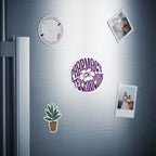 Circular magnet with "Pharmacy Technician" text and a potted plant magnet.