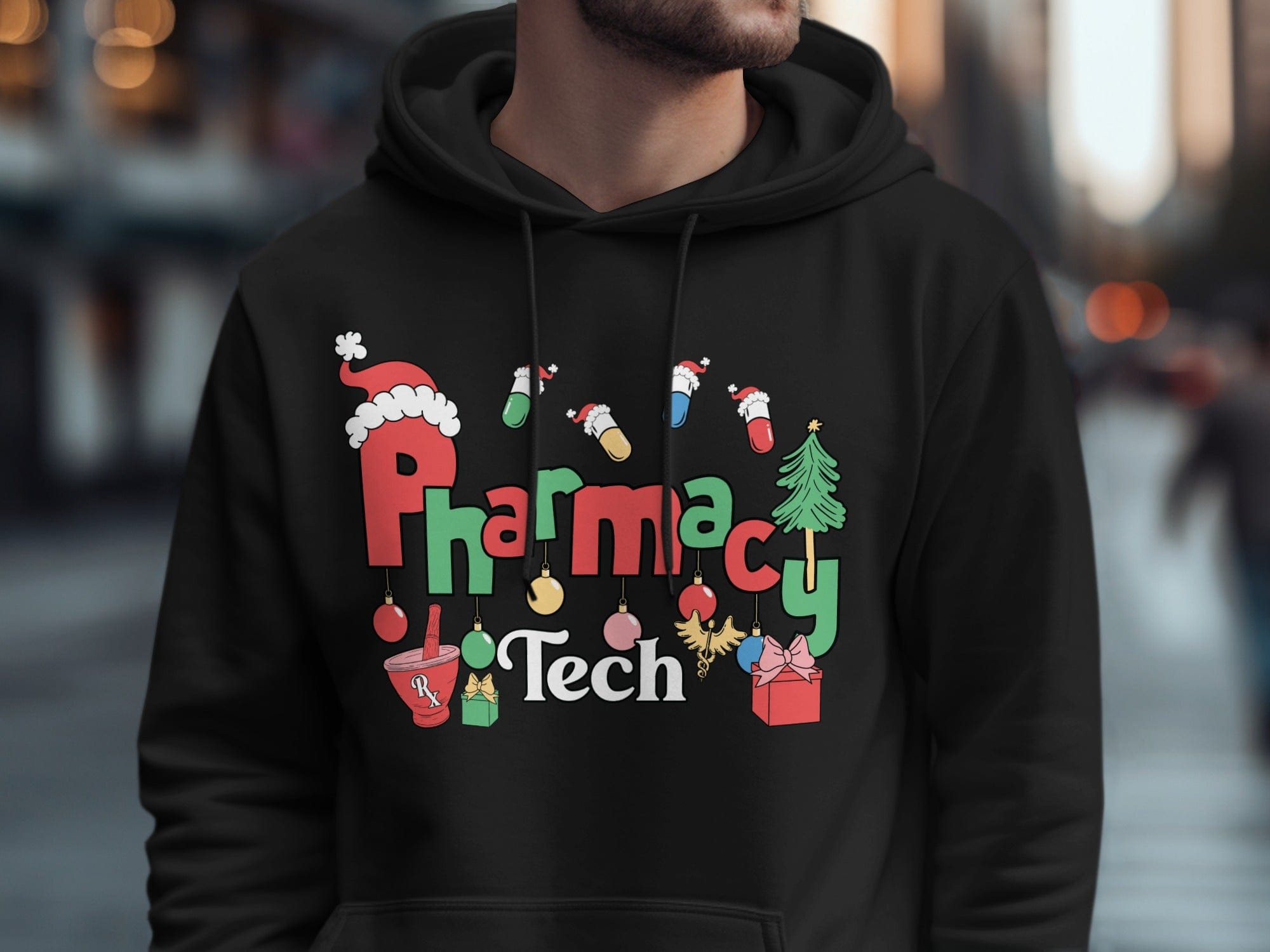 Christmas Pharmacy Tech Hoodie Perfect for Holidays