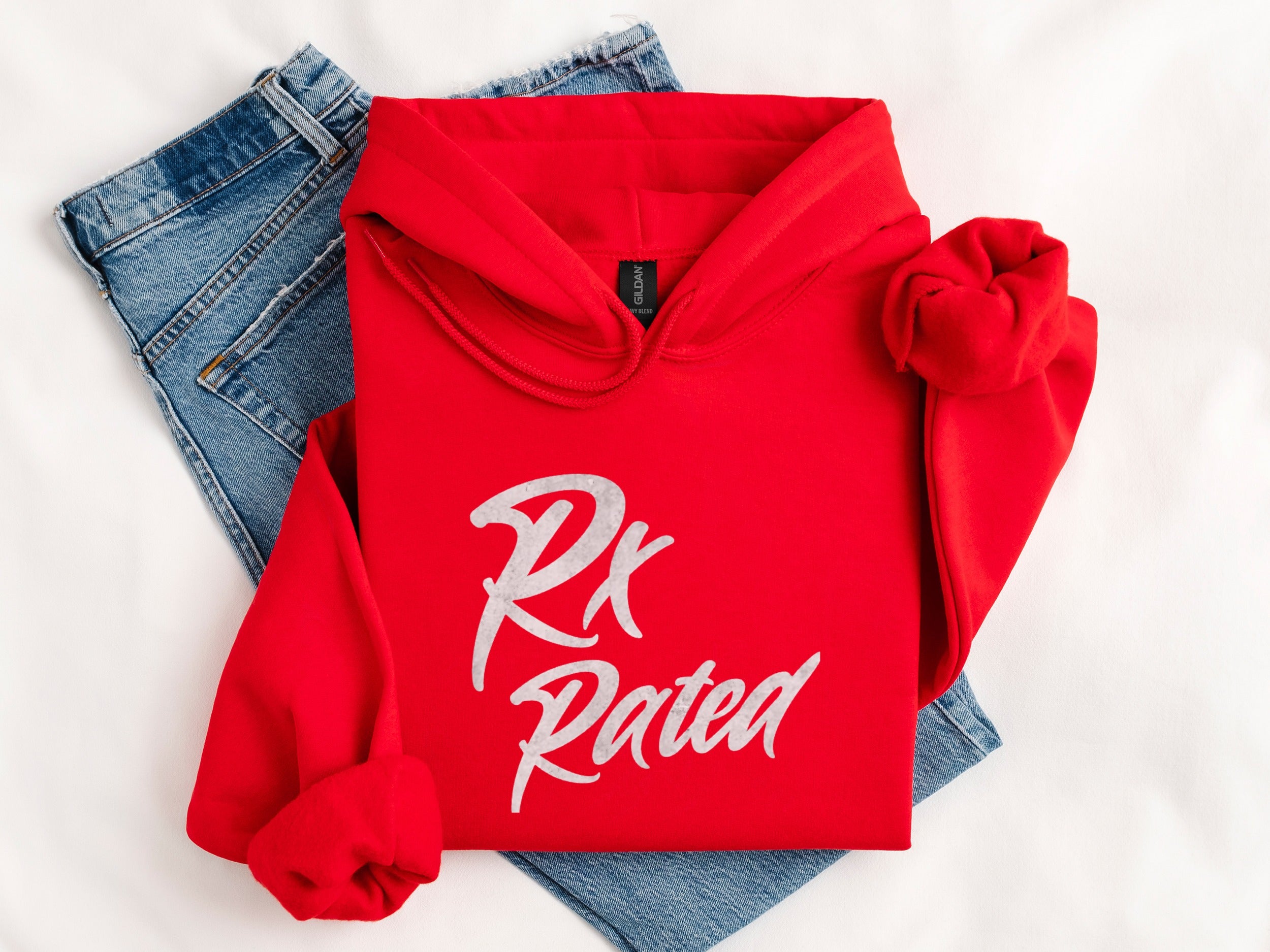 Rx Rated Hoodie in Bold Red Graphic Apparel