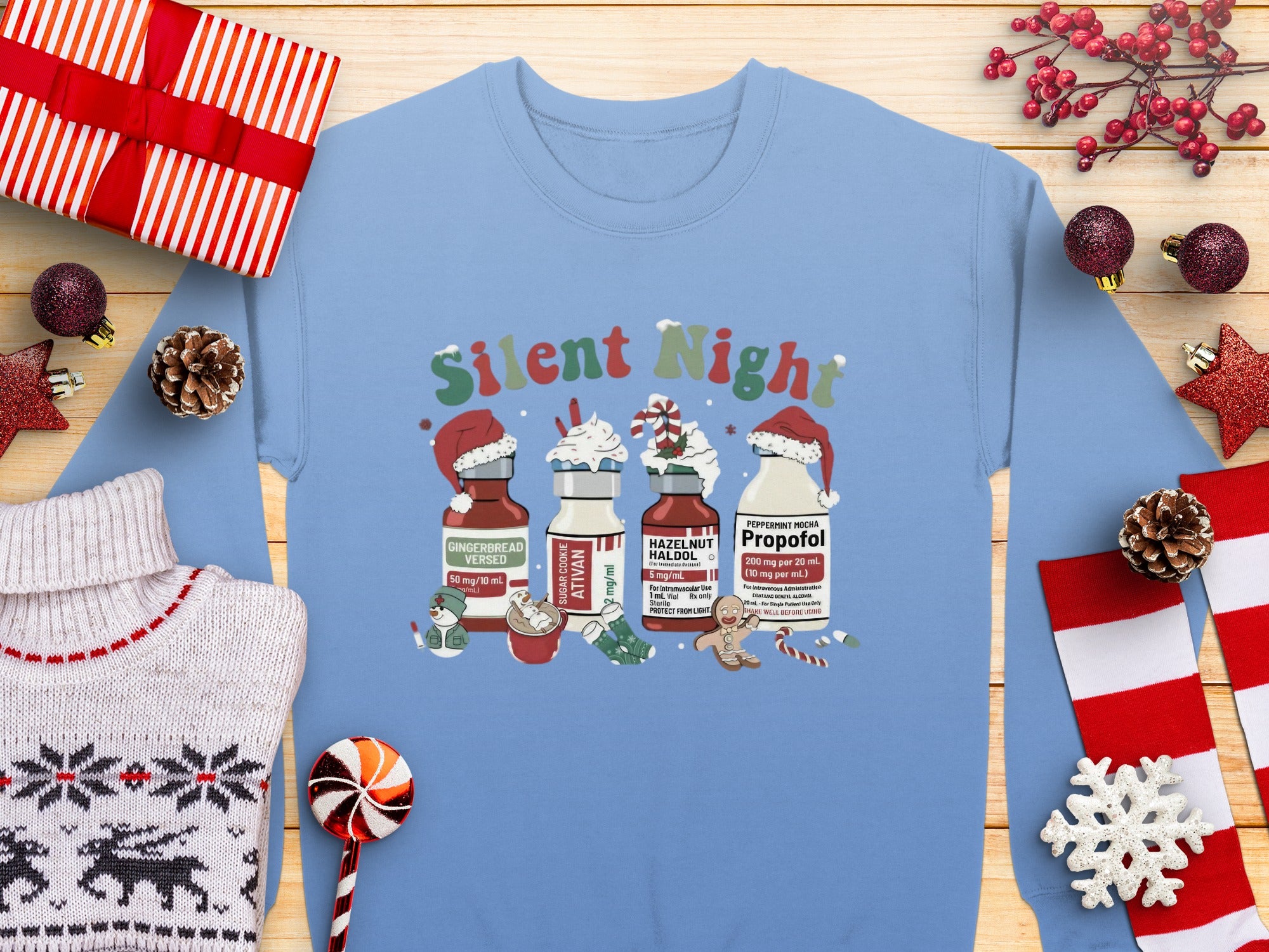 Silent Night Christmas Themed Sweatshirt