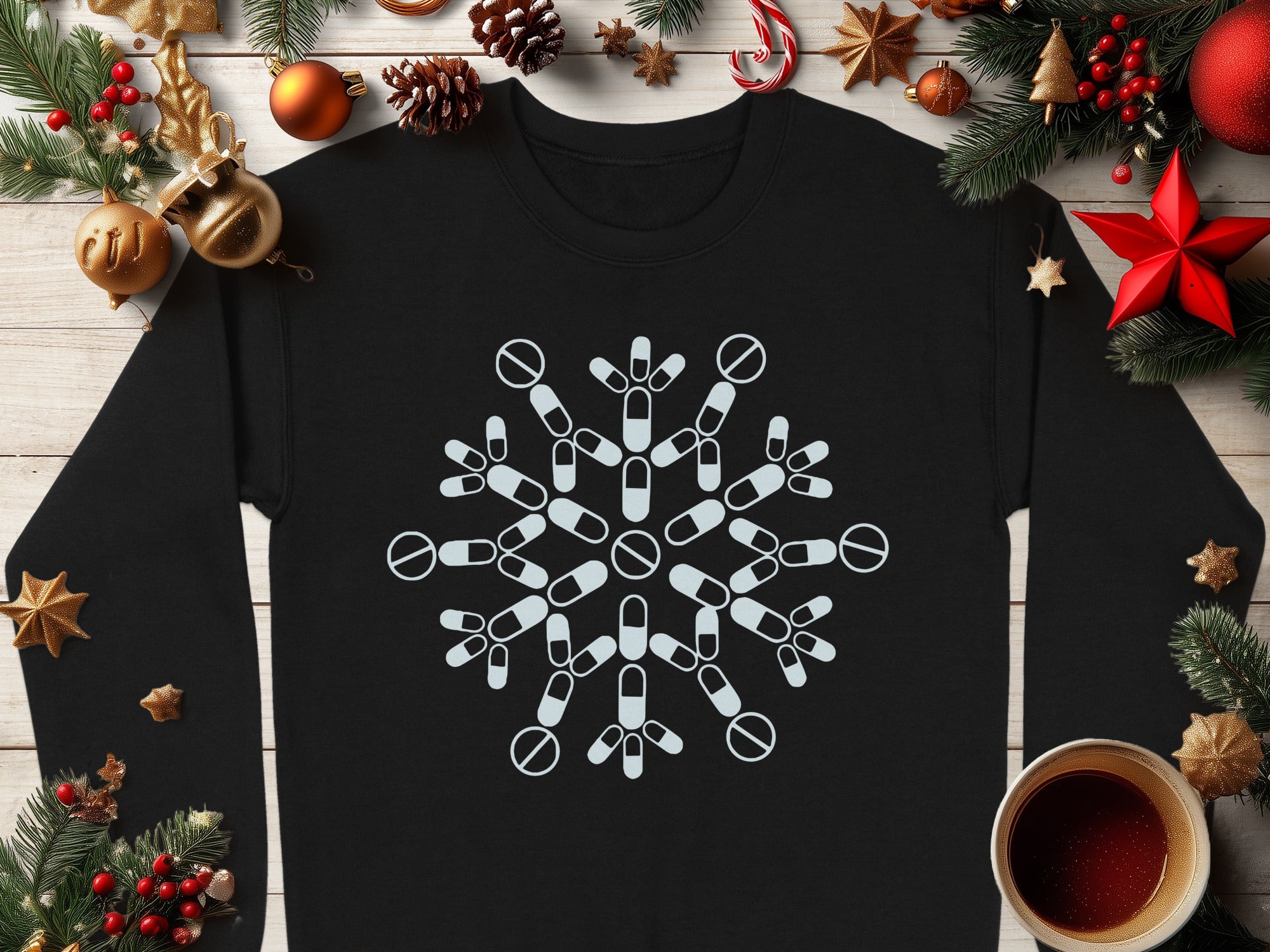 Holiday Themed Snowflake Design Christmas Sweatshirt