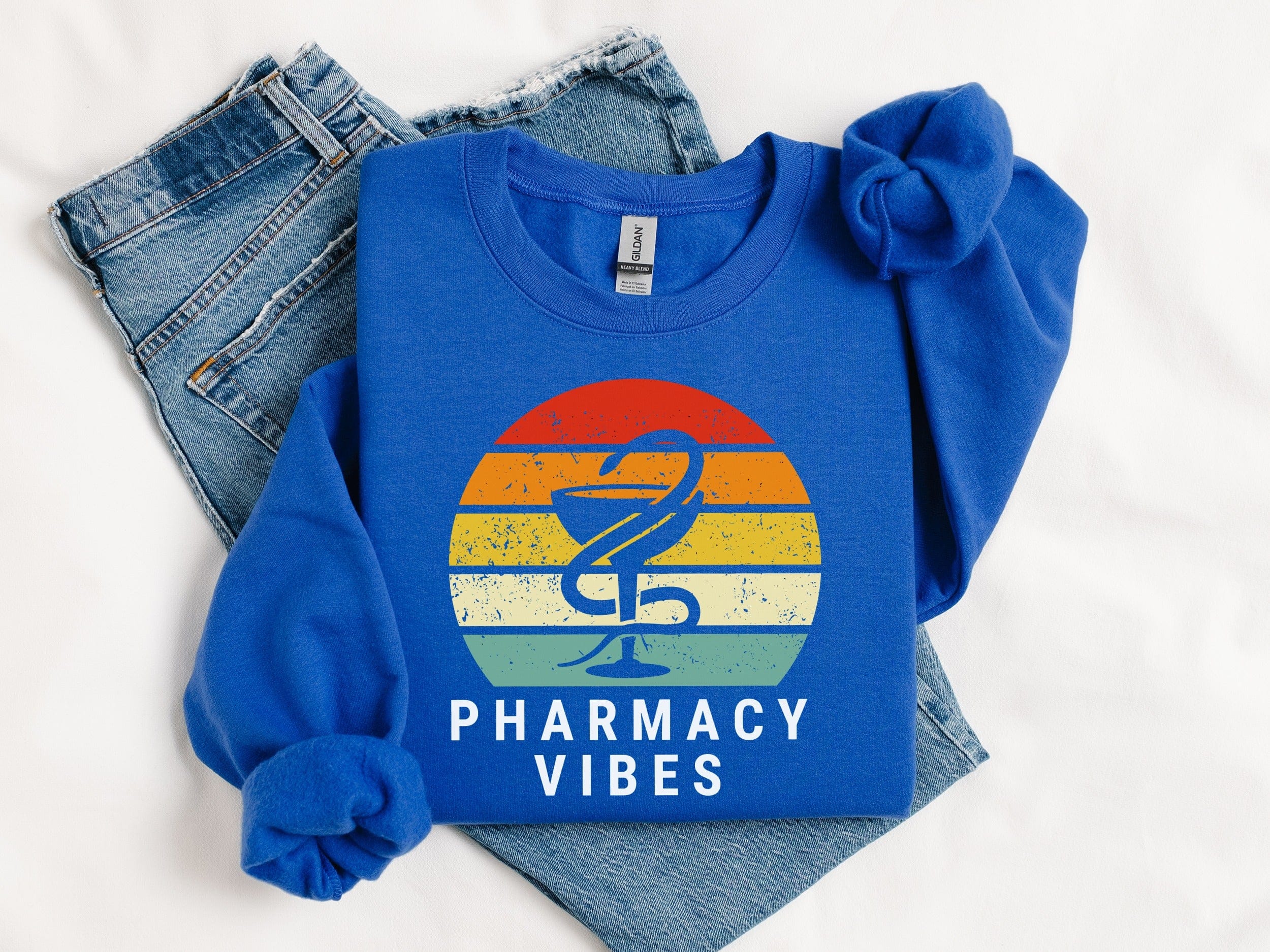 Vintage Pharmacy Vibes Blue Graphic T-Shirt product type