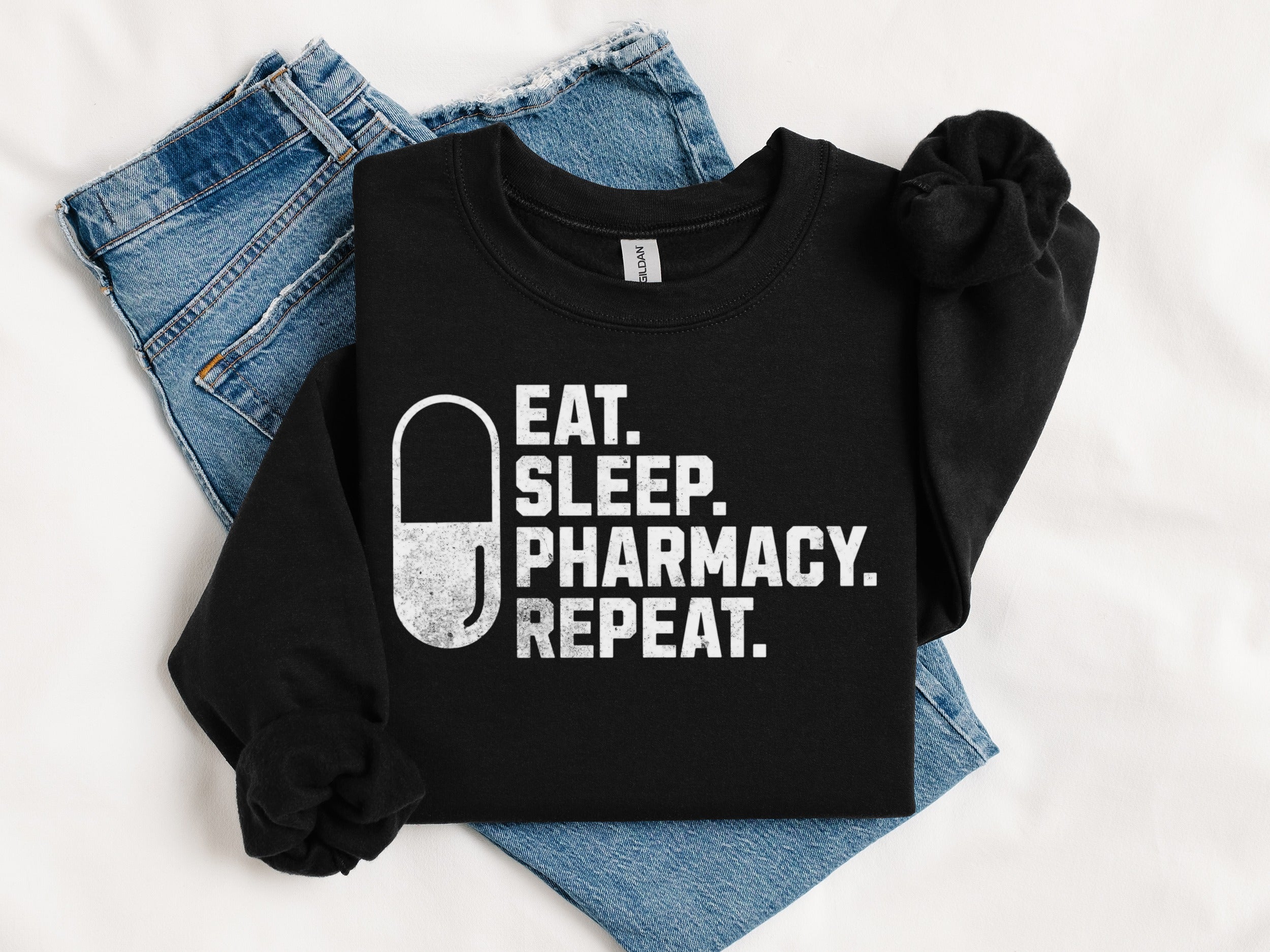 Eat Sleep Pharmacy Repeat Graphic Design Top