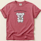 T-shirt with cartoon koala pharmacist holding a bottle labeled Rx.