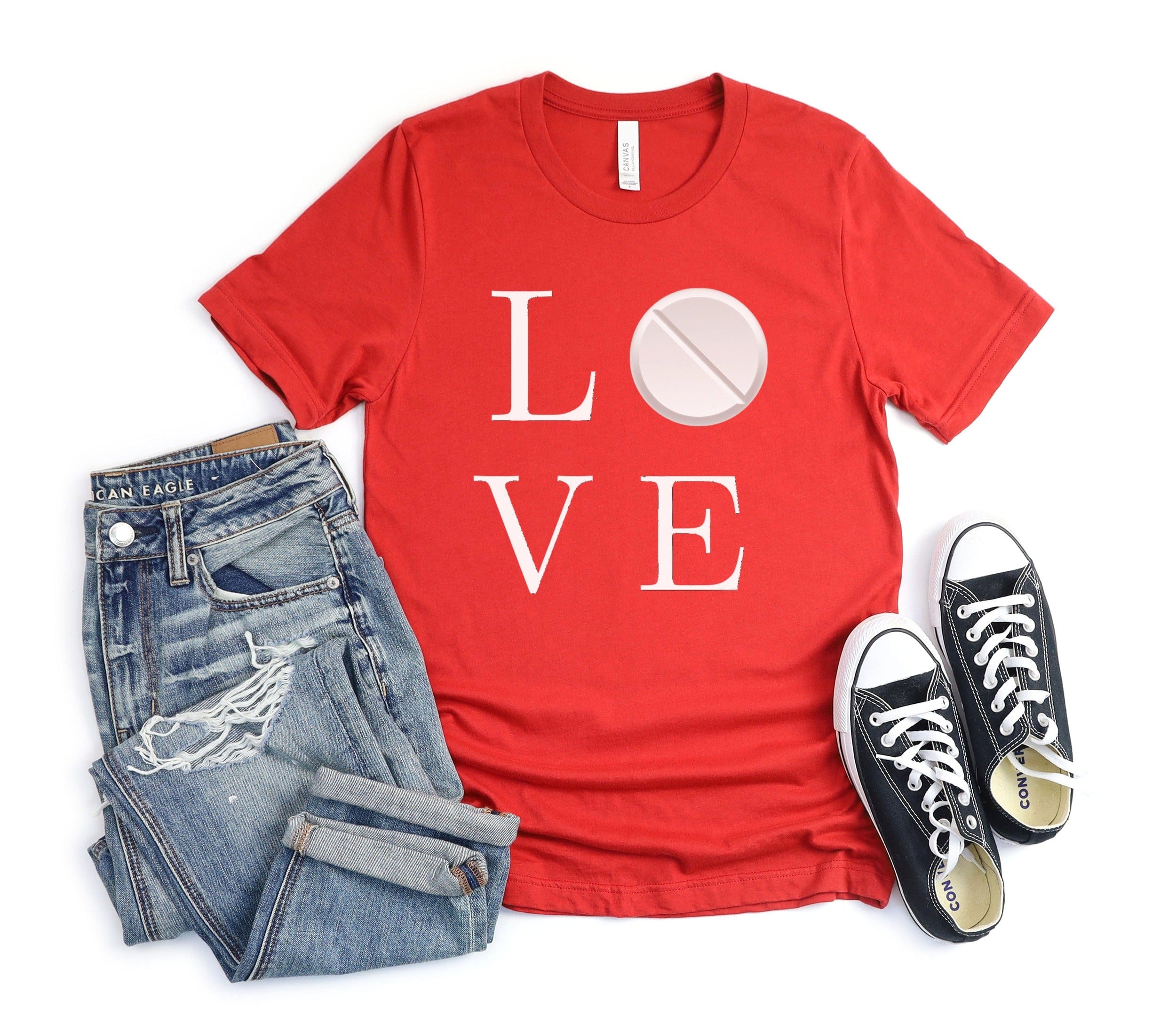 Love Graphic Red Tee Casual Fashion Apparel and Product Type