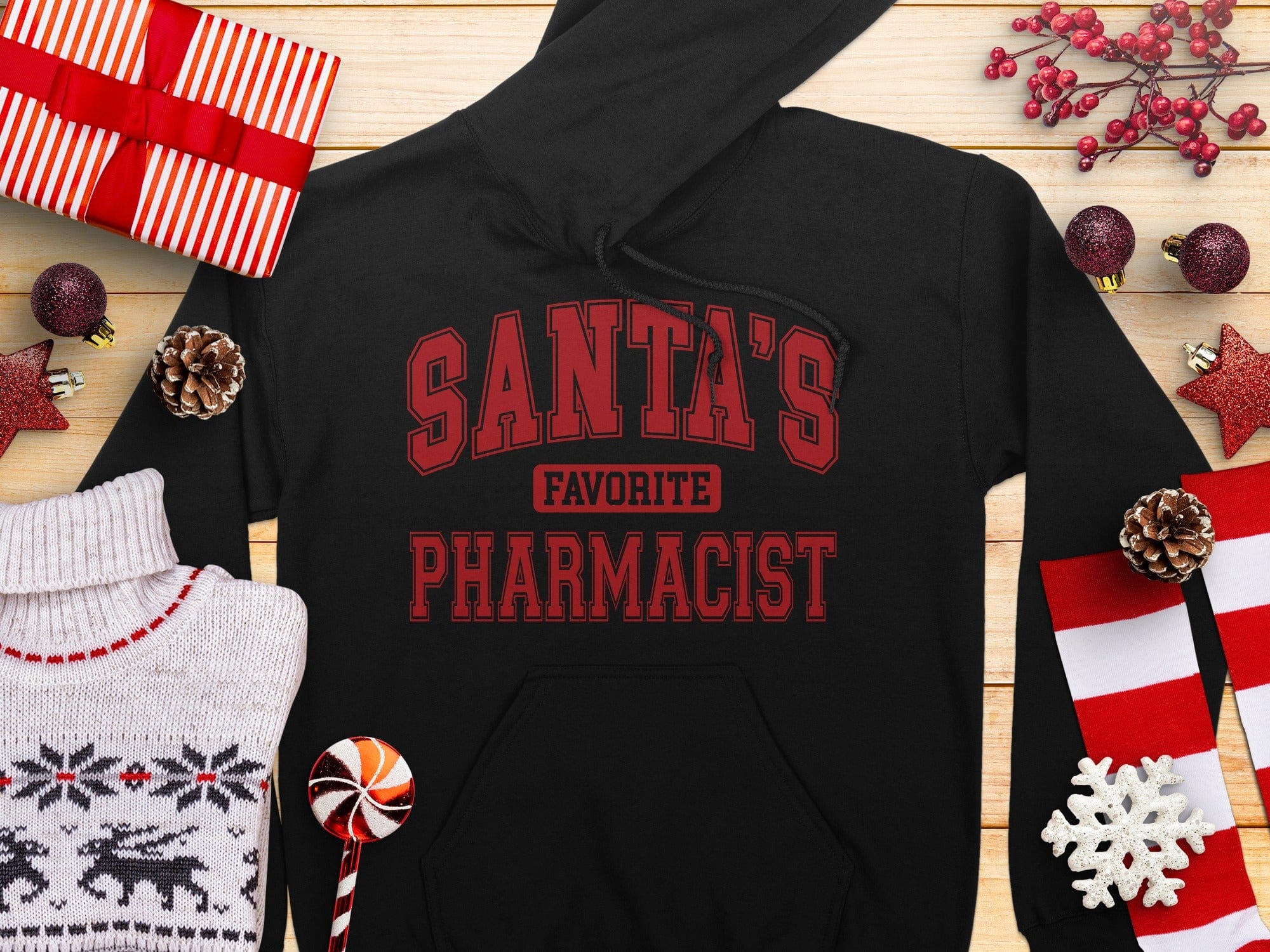 Santa's Favorite Pharmacist Printed Hoodie product type