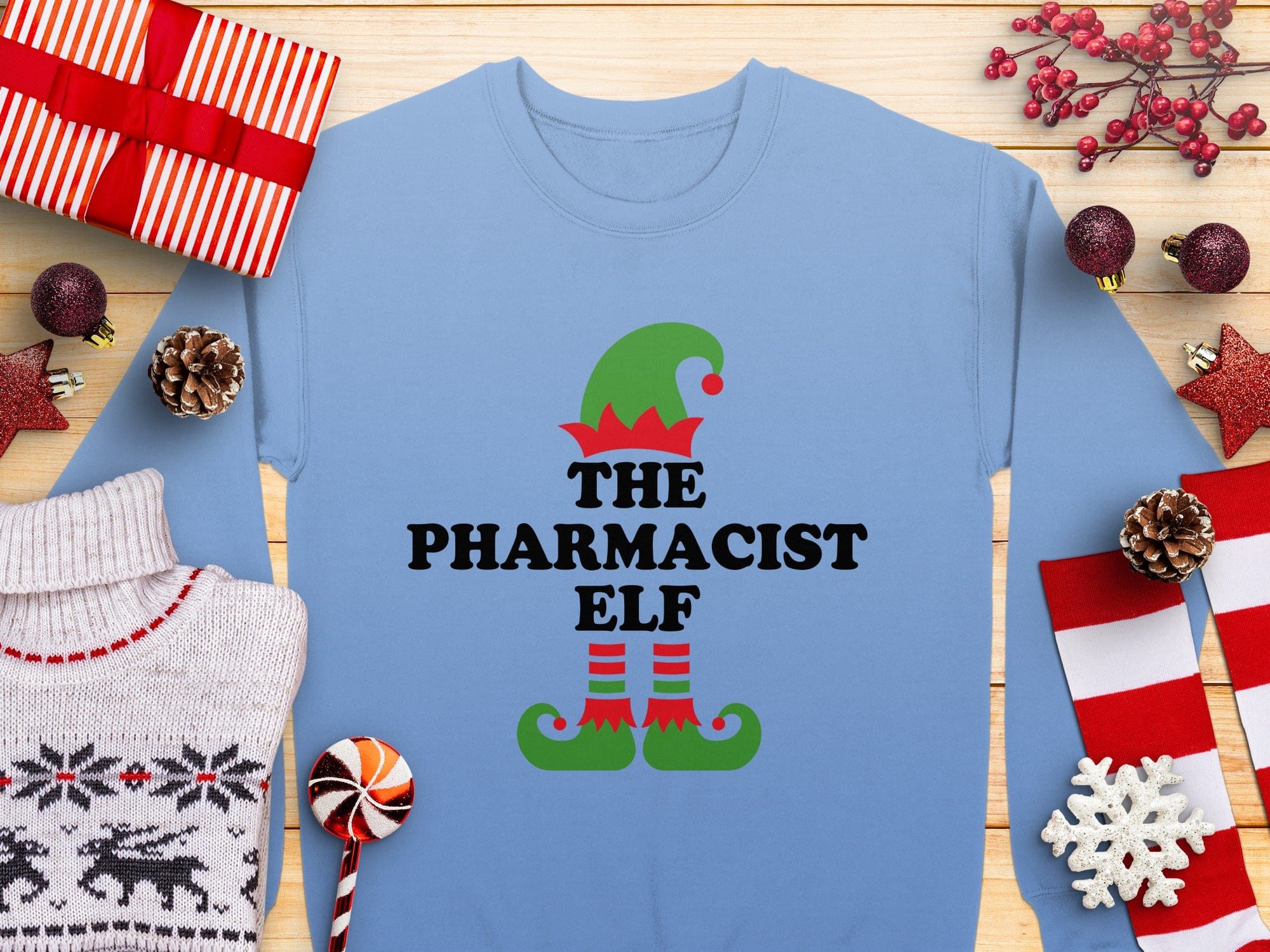 Funny Christmas Elf Themed Pharmacist Sweatshirt