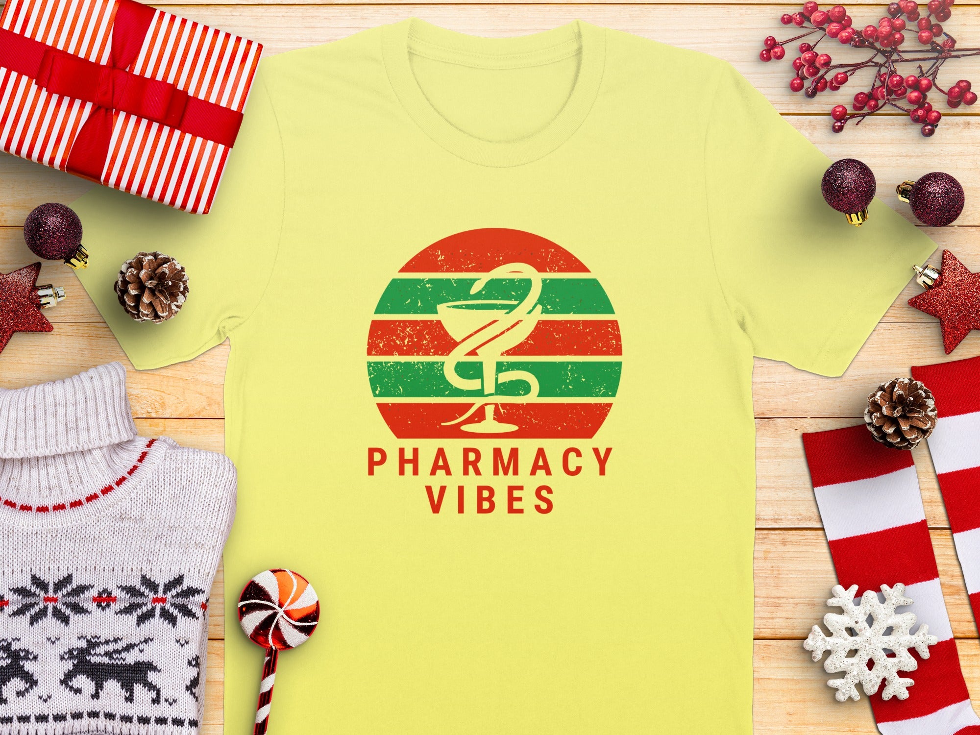 Festive Pharmacy Vibes Graphic Tee Shirt product type
