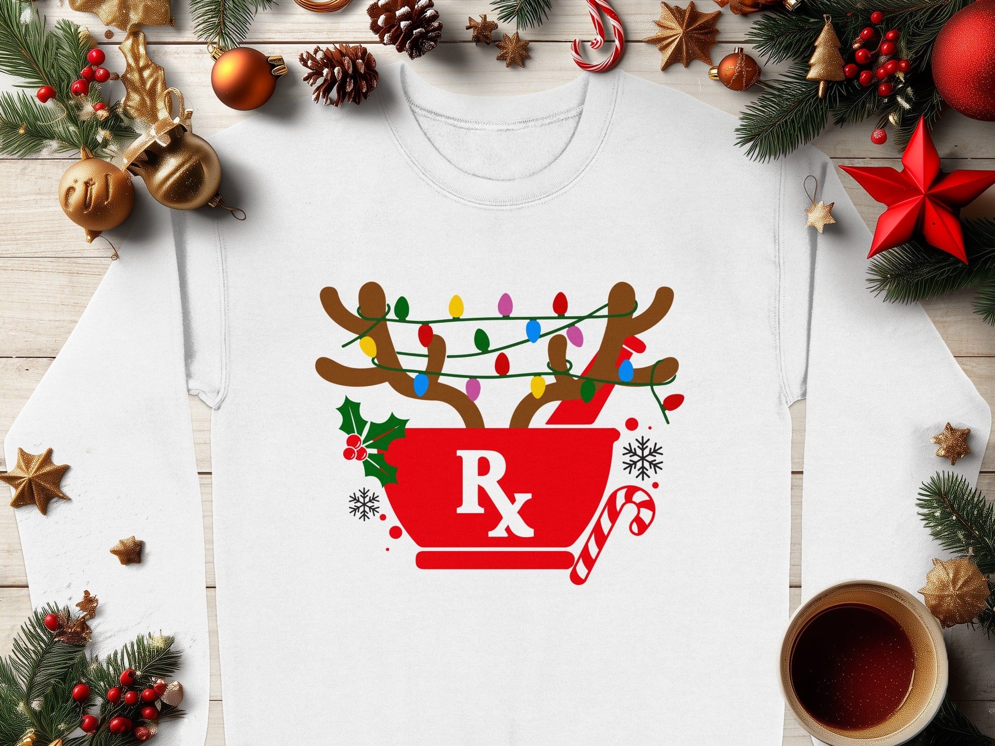 Festive Christmas Rx Reindeer Lighted Sweatshirt product