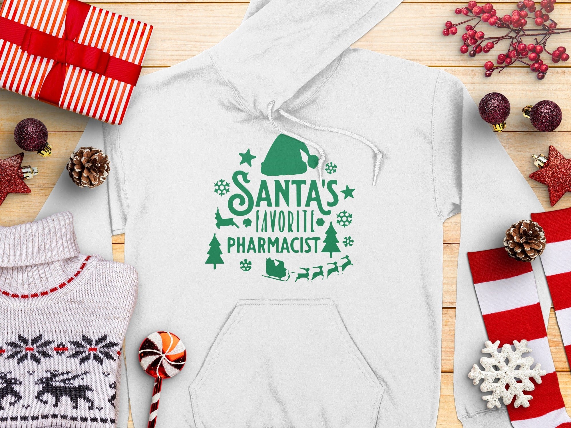Santa's Favorite Pharmacist Festive Holiday Hoodie
