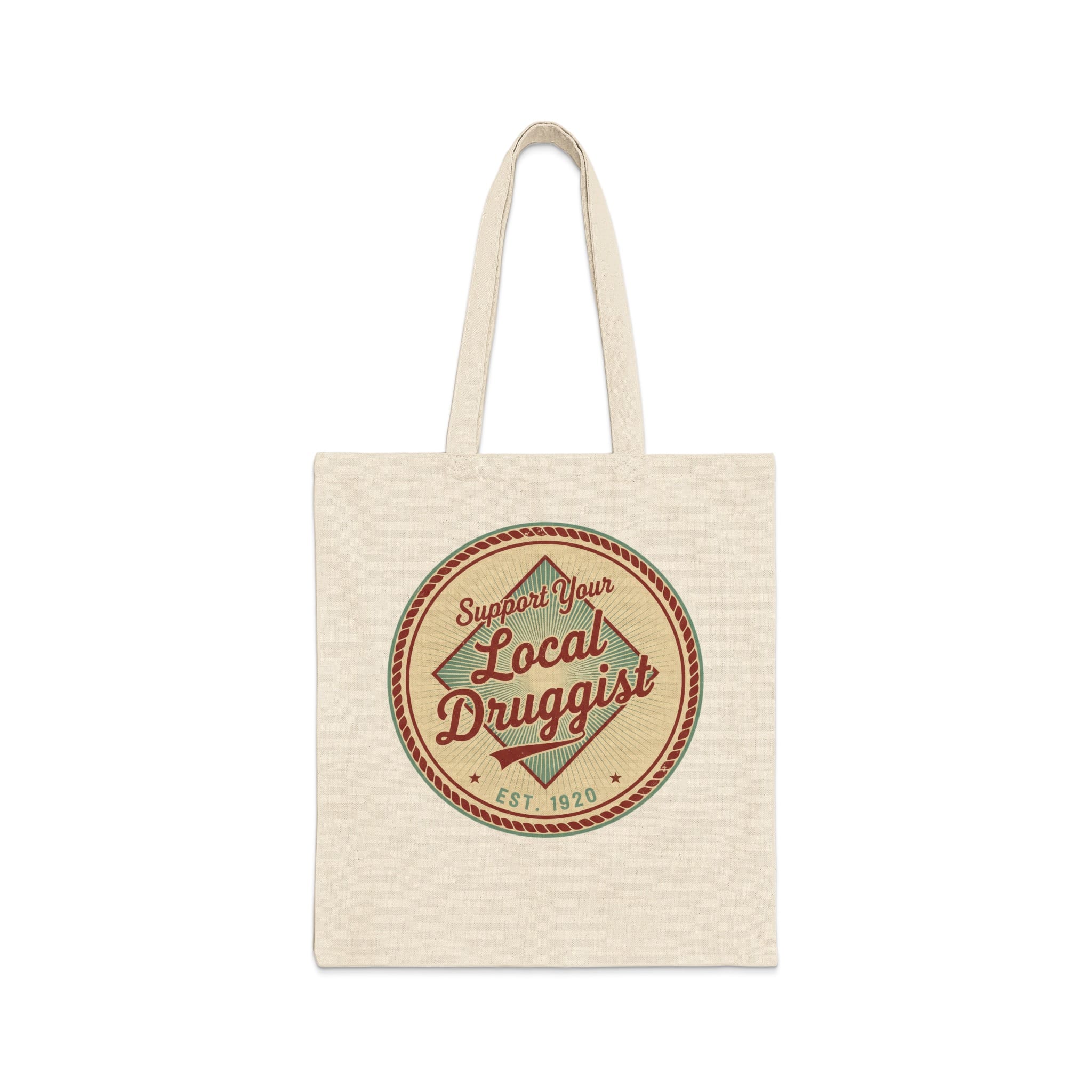 Support Your Local Druggist Est. 1920 tote bag