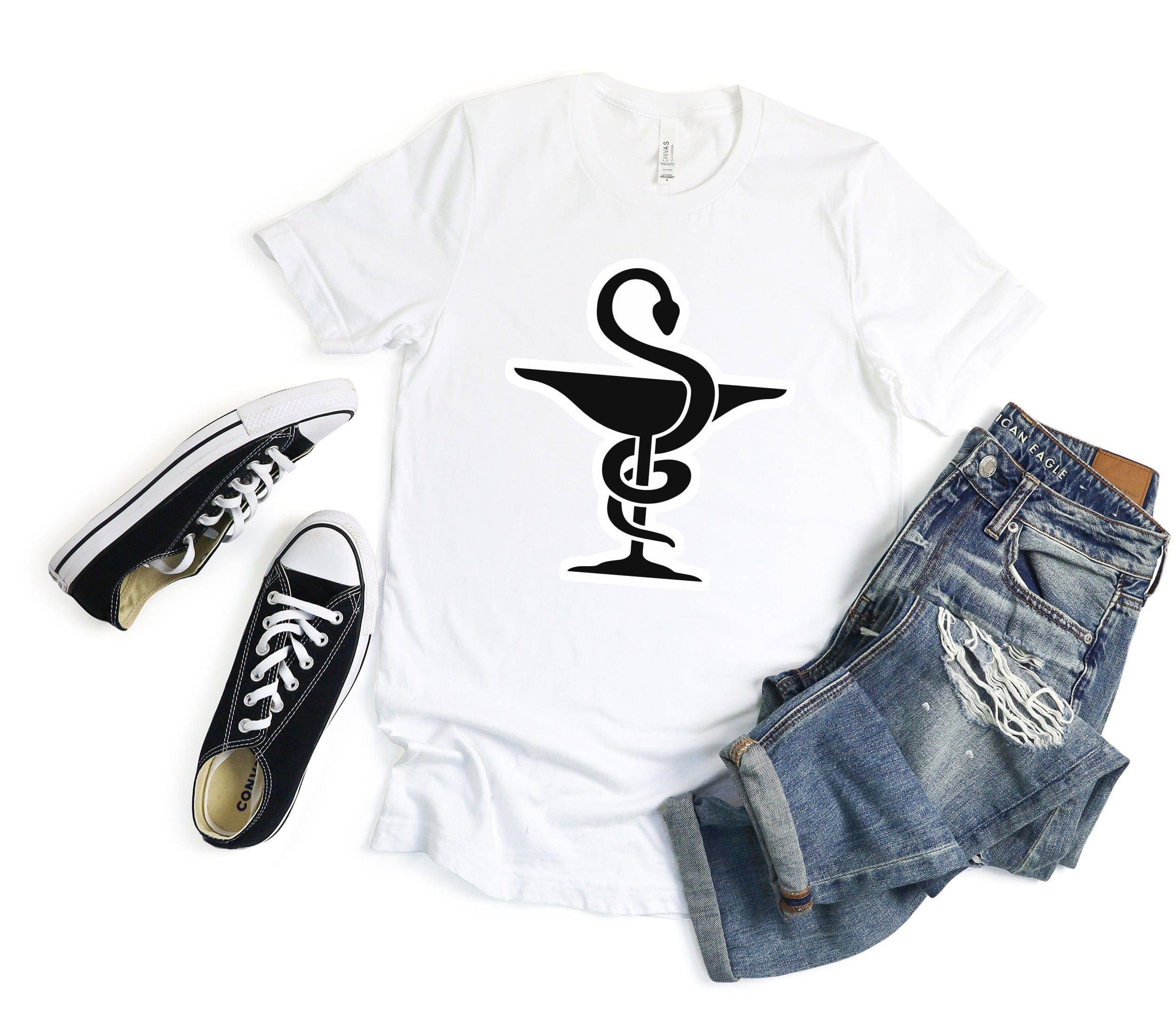 Caduceus Symbol Print on Casual Trendy T-shirt product type