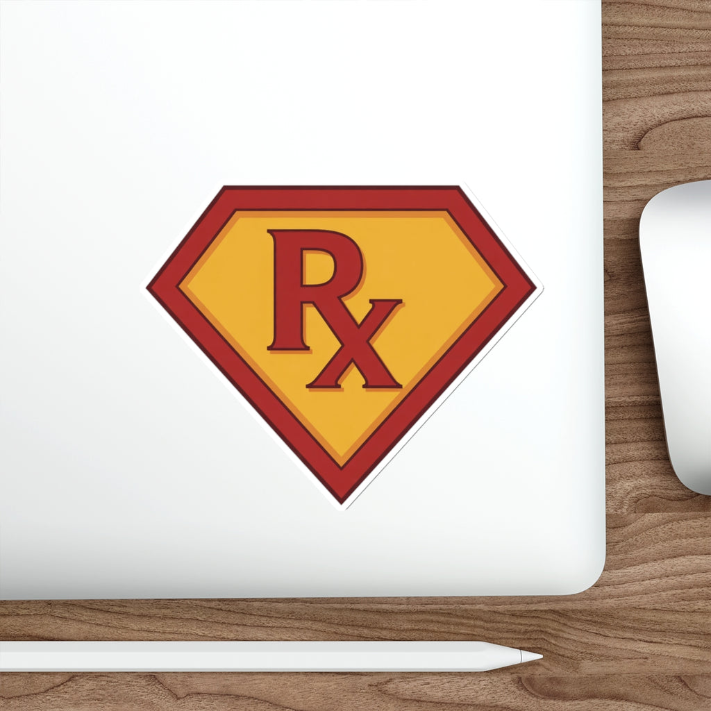 Red Rx symbol inside a yellow shield with a red outline.